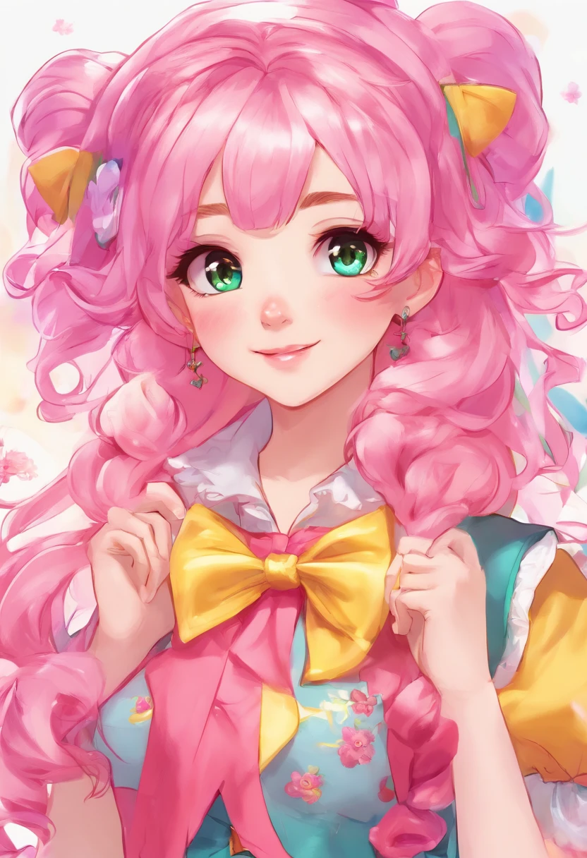 Belle Delphine, dressed in anime cosplay, pretty girl, pink hair. UHD