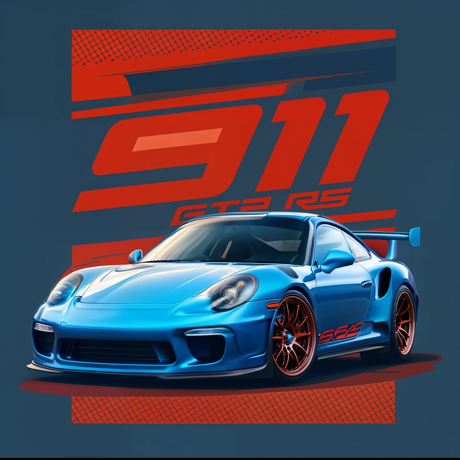 a blue porsche 911 gtr with the number 911 on it, porsche 9 1 1, porsche 911, porsche rsr, a red bearded guy driving a gt3s, detailed 2d illustration, svg vector art, on a flat color black background, 1 : 1 hyper illustration, porsche, highly detailed illustration.”