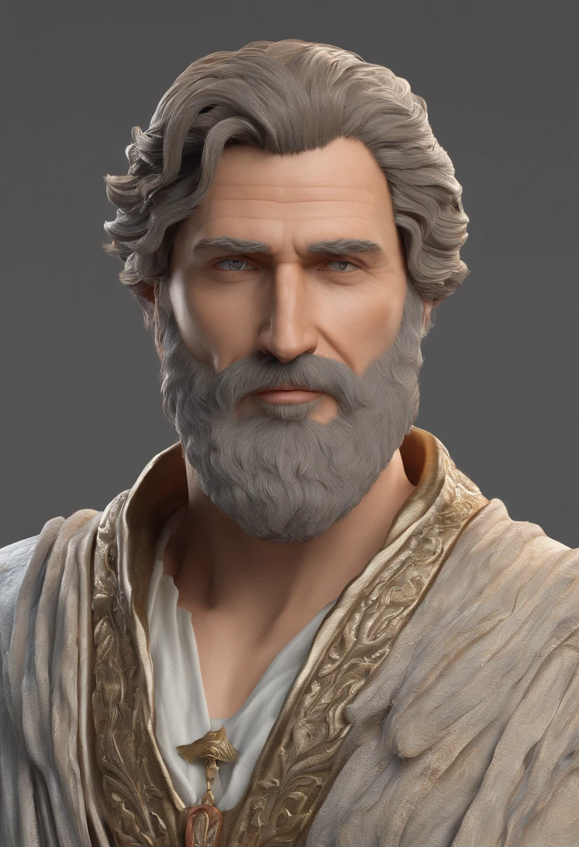 A handsome Roman sage with a beard, three-dimensional, high-quality, lively, 8k, complete eyes.
