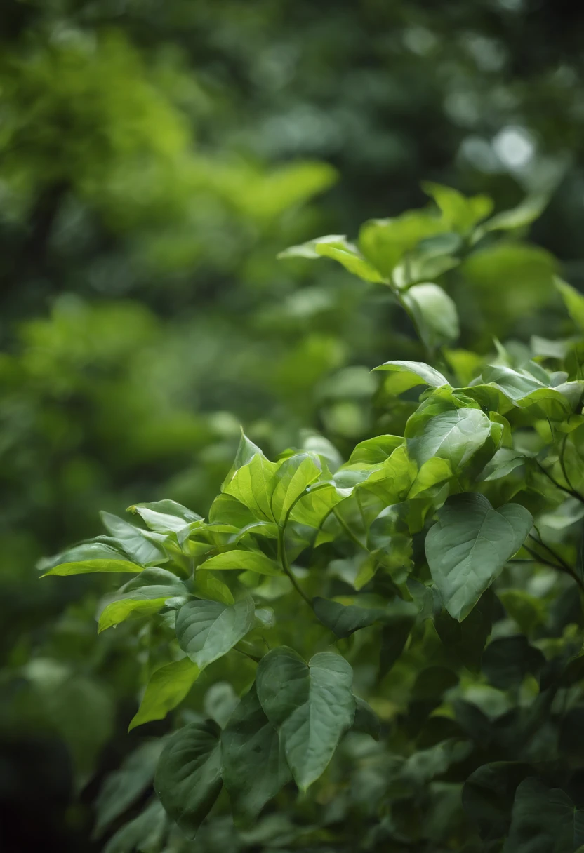 Green with different large leaves、white colors、Brightly colored plants，Blue sky and white clouds