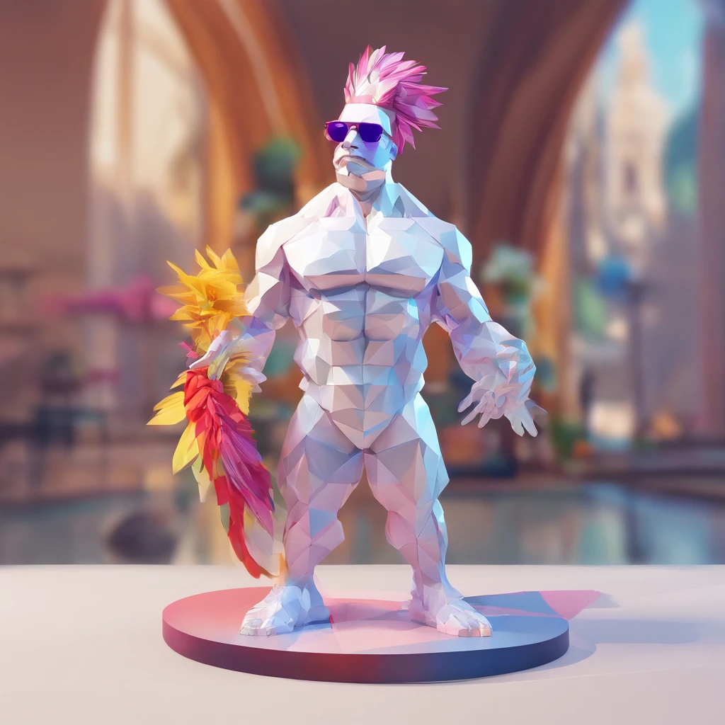 body builder、Only the head is a chicken human、colourfull、Perfect alignment, body builder、Chickens only the head，Crystal Vase，Rose flower, Wearing sunglasses, cheerfulness, Standing position, Abstract beauty, Centered, Looking at the camera, Facing the camera, Approaching perfection, Dynamic, Highly detailed, Smooth, Sharp Focus, 8K, hight resolution, Illustration, art by carne griffiths and wadim kashin, White background、Kitchen car