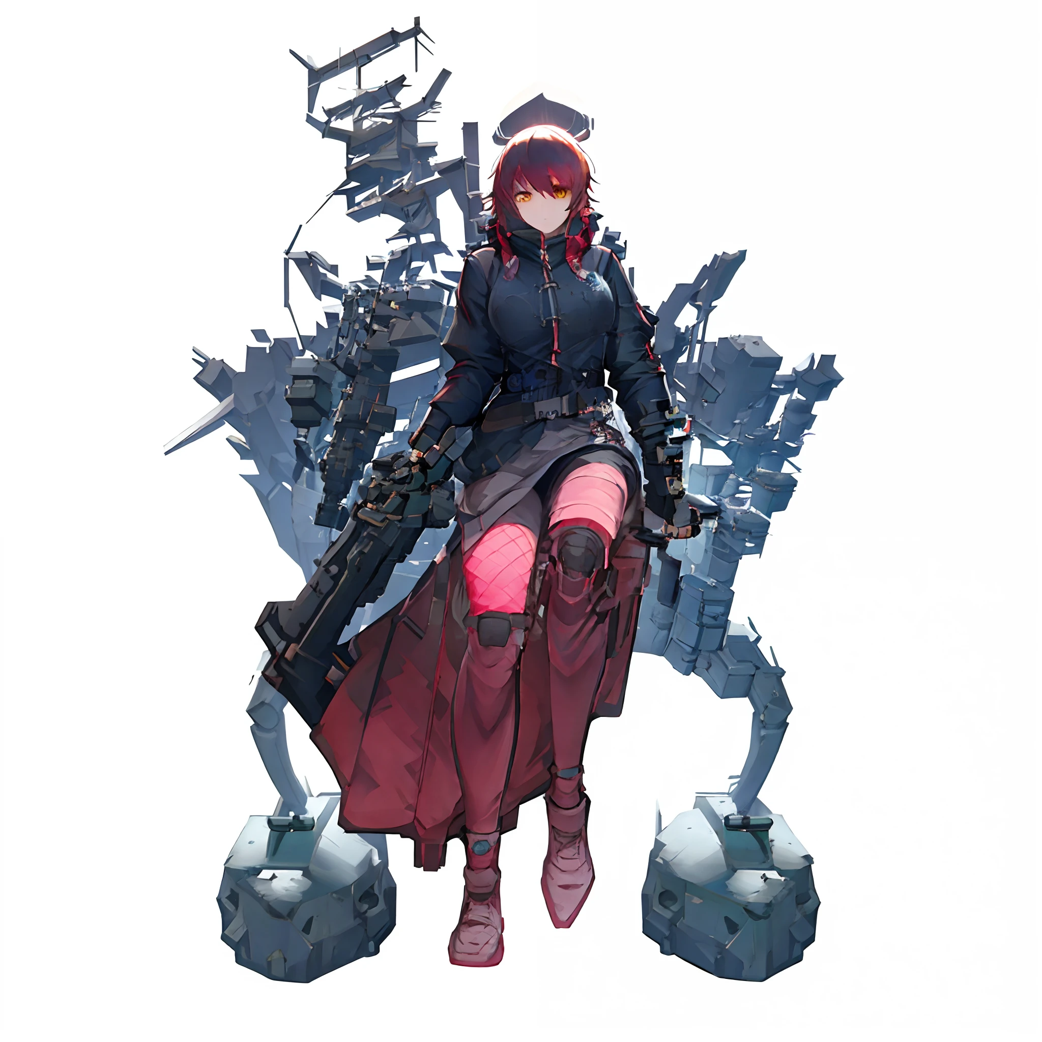 Sit on a giant robot、Anime character with a woman standing next to her, Cyberpunk anime girl mecha, mechanized witch girl, fully robotic!! girl, Mechanized soldier girl, Cyborg merchant girl, mechanized valkyrie girl, cushart krenz, female mech, cyborg noble woman, 3 d render character art 8 k, Cyborg merchant woman