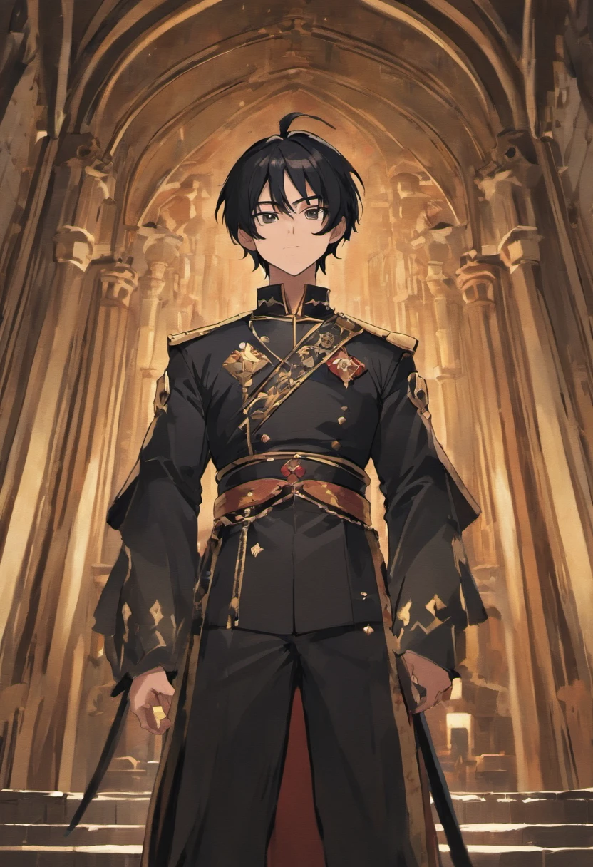 Man, A king, black hair, black beard, wearing king outfit, in castle, 8k