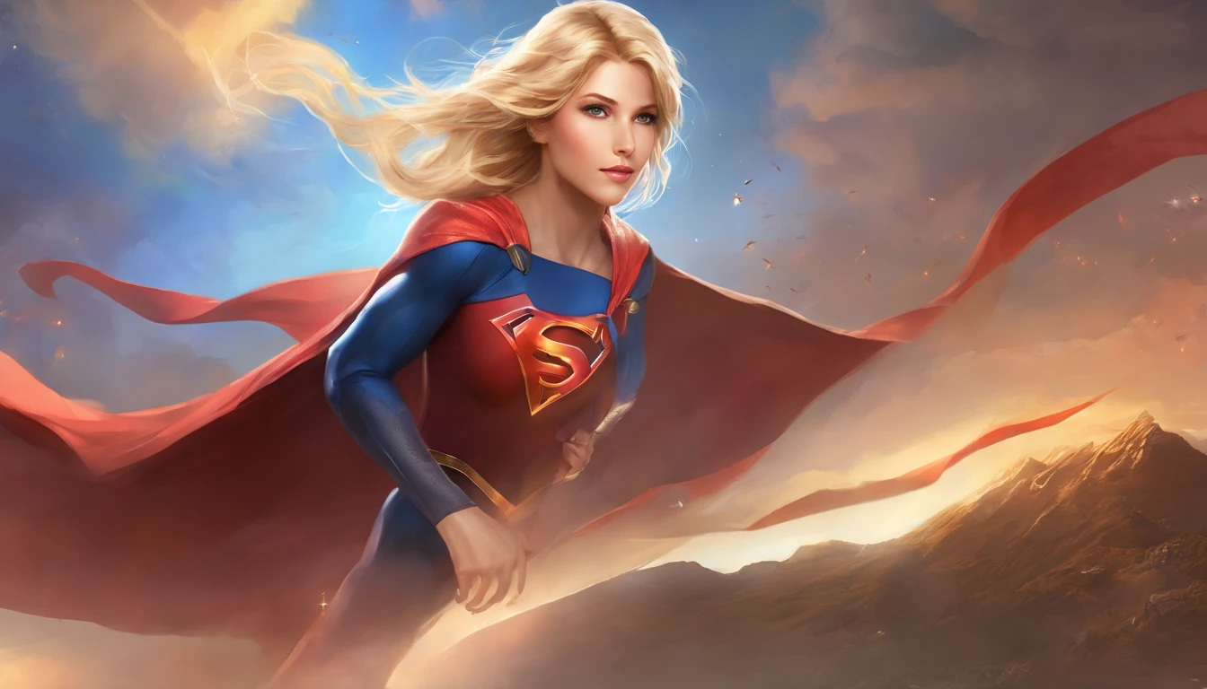 Supergirl (((Vista do rosto para a cintura::1. 4))), textura de pele realista, Front view::1.0, (((Final Fantasy aesthetic style))) em complexo & Traje de fantasia hiper detalhado (((efeito de brilho selvagem))), panoramic photo::1, Golden Hour Lighting, Cabelos brancos curtos & long braid, (master part), melhor qualidade, rosto perfeito, 8k