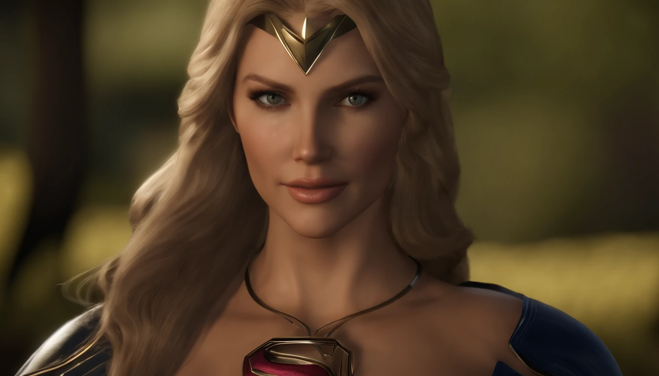 Supergirl (((Vista do rosto para a cintura::1. 4))), textura de pele realista, Front view::1.0, (((Final Fantasy aesthetic style))) em complexo & Traje de fantasia hiper detalhado (((efeito de brilho selvagem))), panoramic photo::1, Golden Hour Lighting, Cabelos brancos curtos & long braid, (master part), melhor qualidade, rosto perfeito, 8k