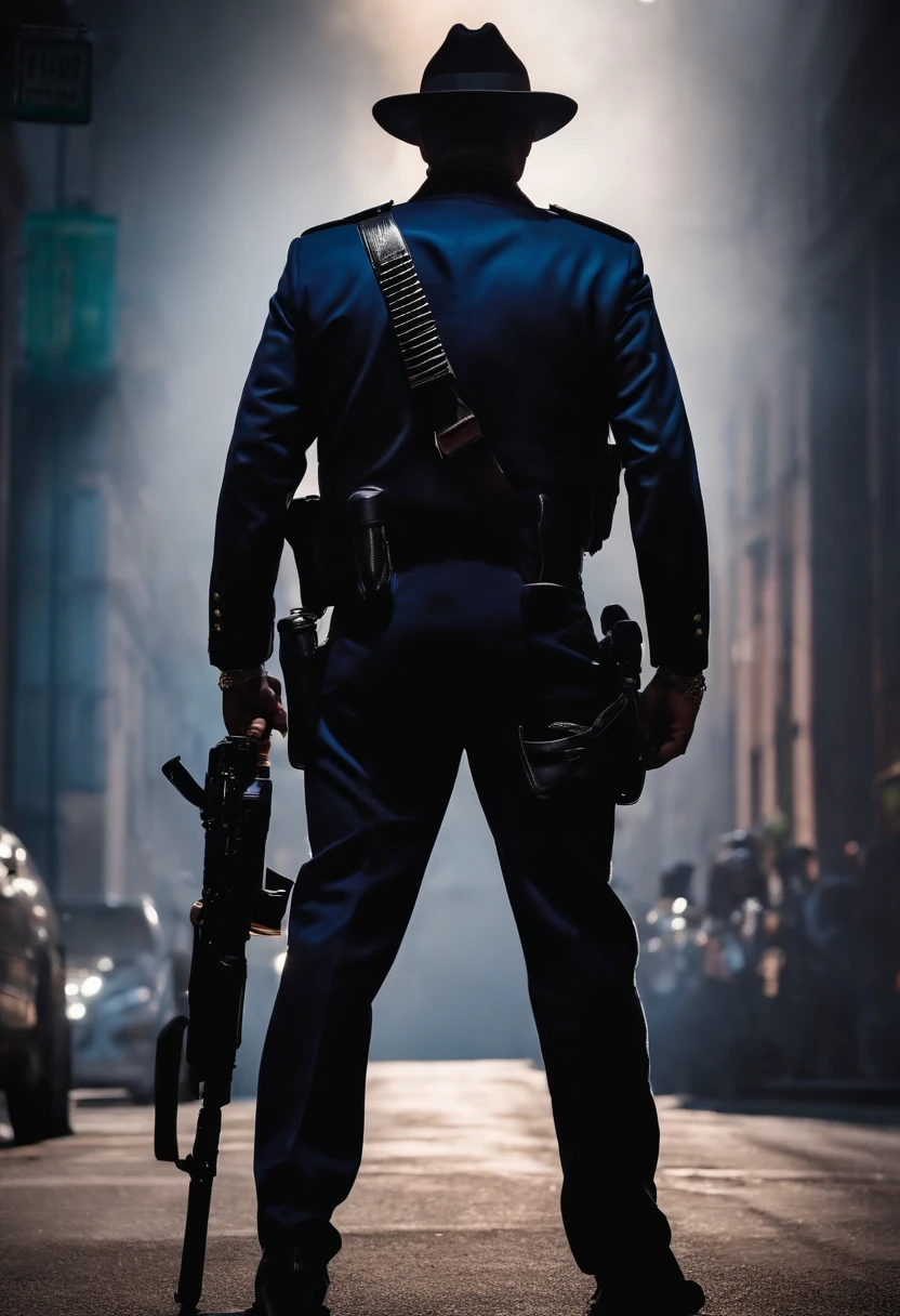 Homem de terno , segurando uma arma , Cop