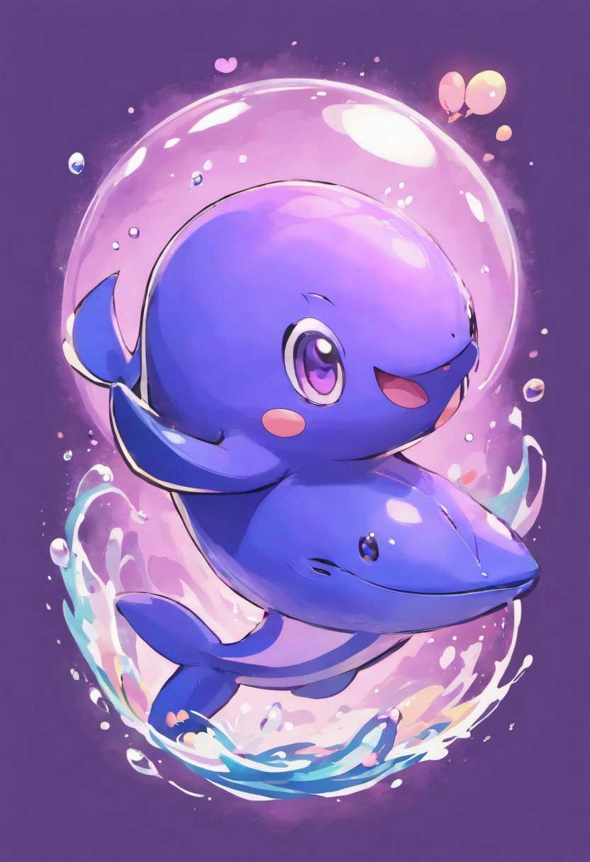 a baby purple vibrant whale