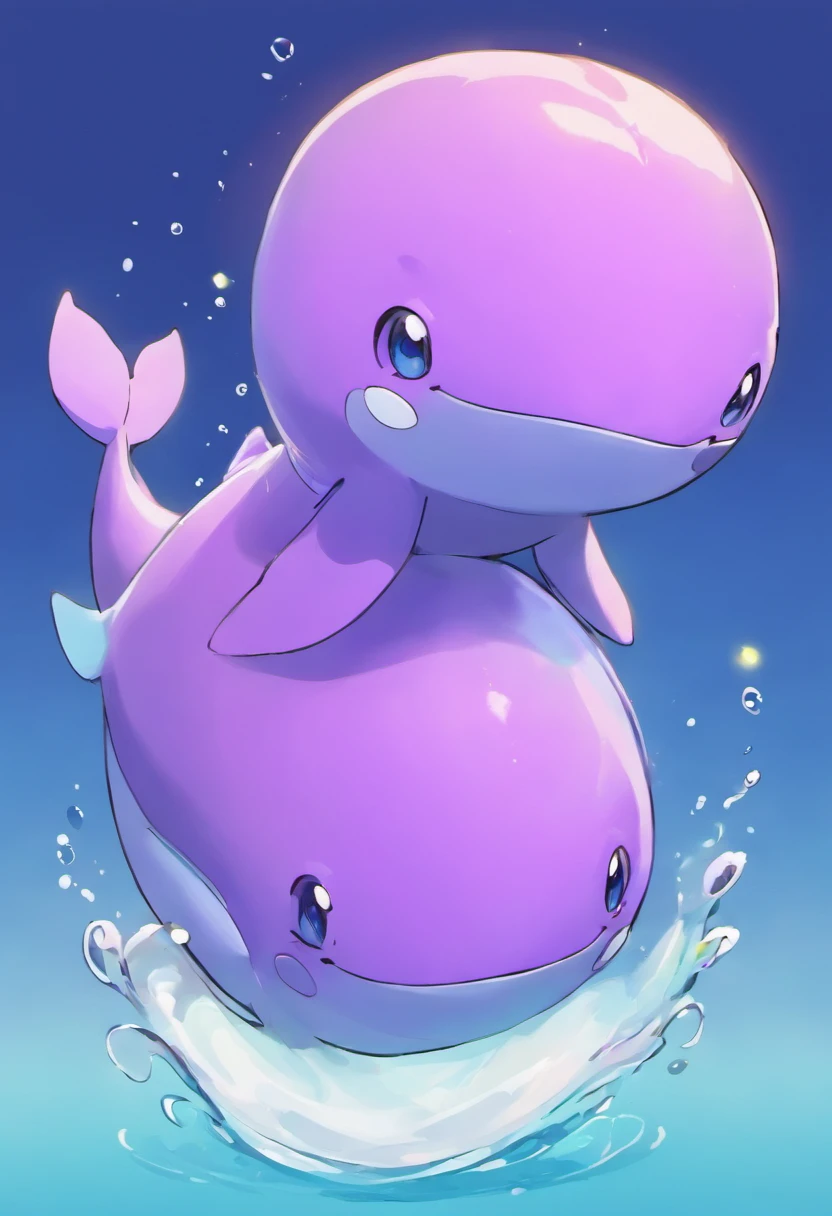 a baby purple vibrant whale