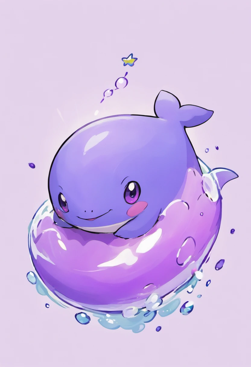 a baby purple vibrant whale
