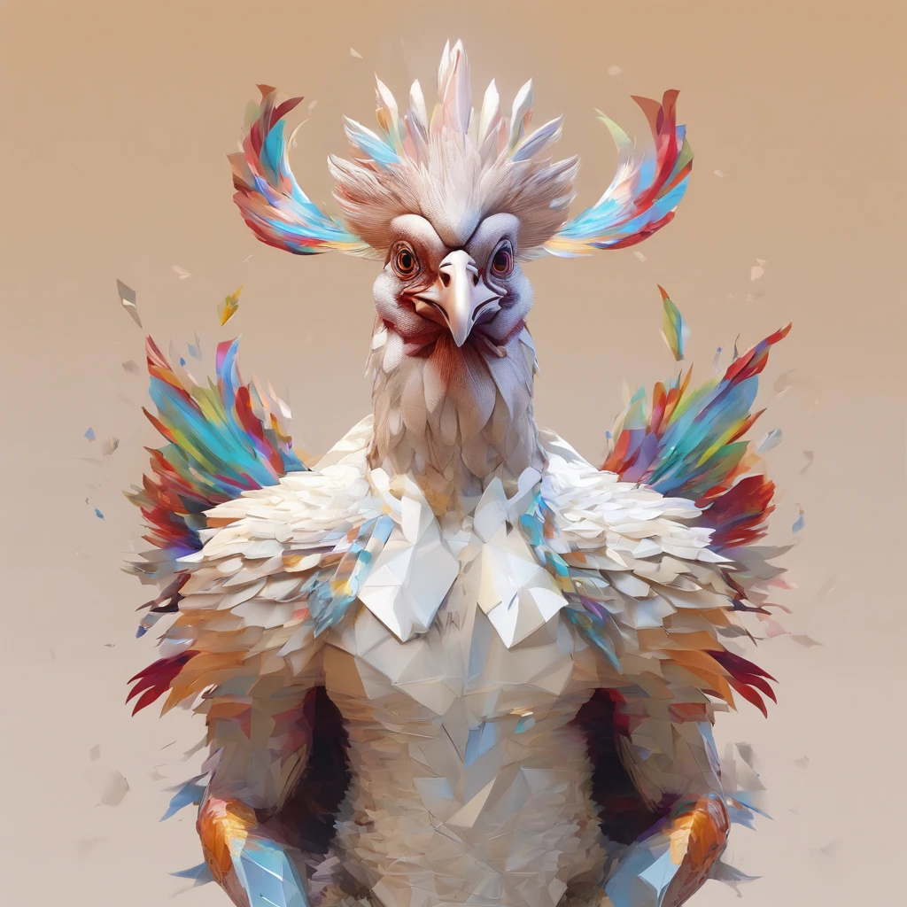 (((The head is a chicken human)))、flying though the air、body builder、Only the head is a chicken human、colourfull、Perfect alignment, body builder、Chickens only the head,Crystal Vase,Rose flower, Wearing sunglasses, cheerfulness, Standing position, Abstract beauty, Centered, Looking at the camera, Facing the camera, Approaching perfection, Dynamic, Highly detailed, Smooth, Sharp Focus, 8K, hight resolution, Illustration, art by carne griffiths and wadim kashin, White background、Kitchen car、body builder、Man with a chicken head、Create a captivating photoshoot featuring Chicken Man, Wear a magnificent tanjak as a traditional headpiece. A majestic head places a chicken human on an enchanting grand throne, Castle in Another World. Use creative editing techniques、Head blends chicken human and luxurious settings seamlessly, Elevate the overall atmosphere with subtle magic and ethereal elements. This piece should evoke a strong sense of awe, power, and Enchanted, Chicken-headed bodybuilder in glittering costume、Invites the viewer to an enchanted and mythical world where only the king of chickens rules only the head