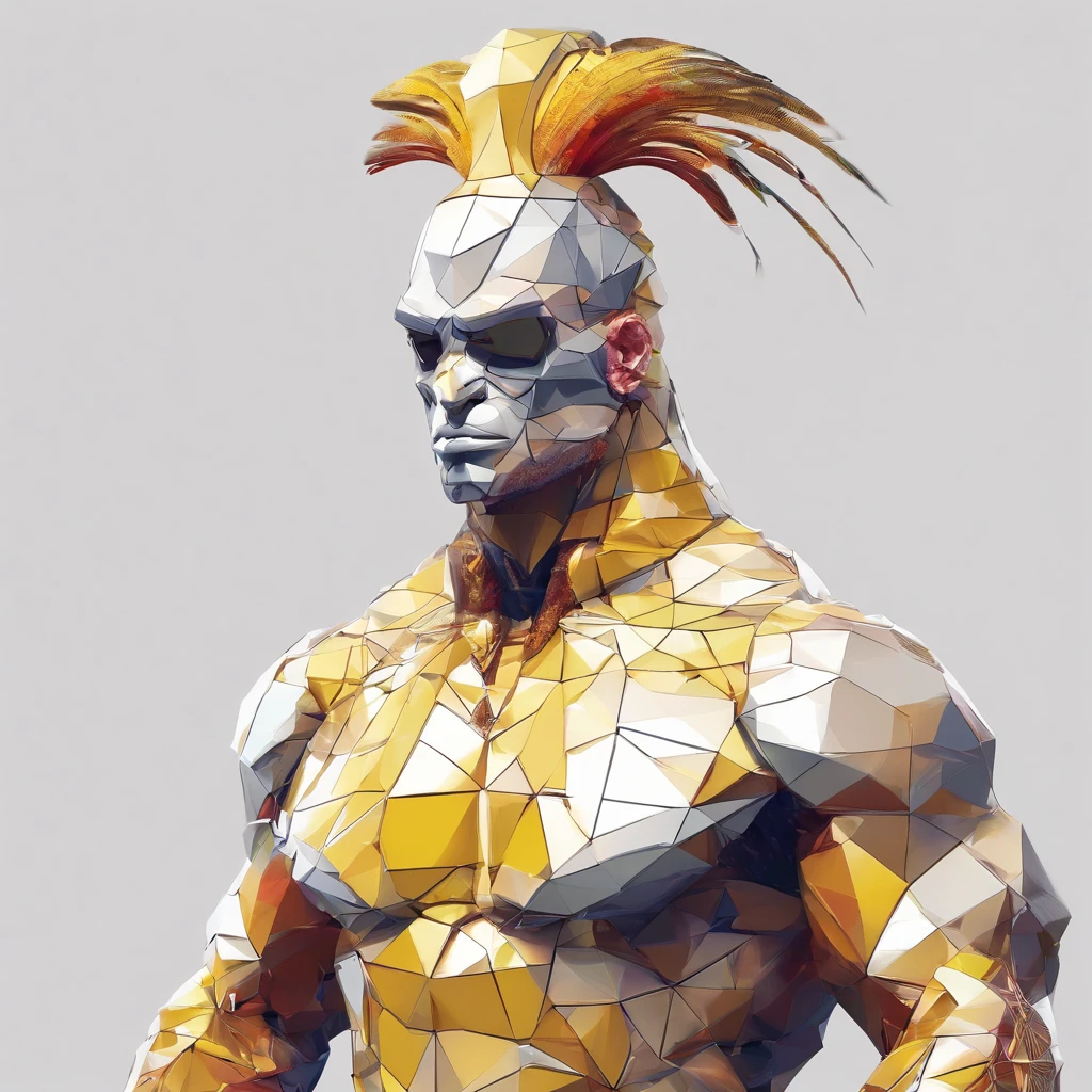 body builder、Only the head is a chicken human、colourfull、Perfect alignment, body builder、Chickens only the head，Crystal Vase，Rose flower, Wearing sunglasses, cheerfulness, Standing position, Abstract beauty, Centered, Looking at the camera, Facing the camera, Approaching perfection, Dynamic, Highly detailed, Smooth, Sharp Focus, 8K, hight resolution, Illustration, art by carne griffiths and wadim kashin, White background、Kitchen car、body builder、Man with a chicken head、Create a captivating photoshoot featuring Chicken Man, Wear a magnificent tanjak as a traditional headpiece. A majestic head places a chicken human on an enchanting grand throne, Castle in Another World. Use creative editing techniques、Head blends chicken human and luxurious settings seamlessly, Elevate the overall atmosphere with subtle magic and ethereal elements. This piece should evoke a strong sense of awe, power, and Enchanted, Head dressed in glittering yellow costume、Invites viewers into an enchanting and mythical world ruled by a human chicken king