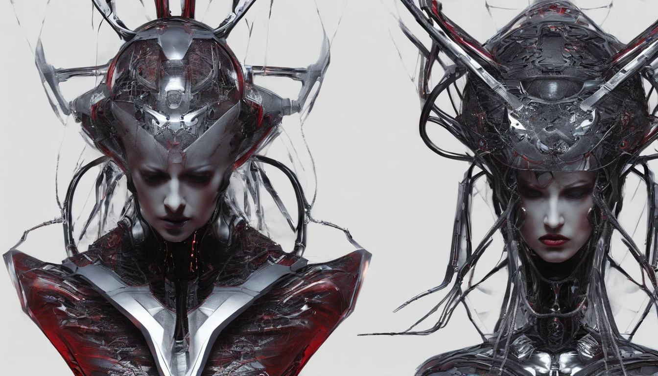 "An artistic depiction of the Scarlet Witch transformed into a mystical and technologically advanced robot. The art style combines the warping abilities of reality and the sorceress presence of the Scarlet Witch with the advanced design of a robot. The robot is set against the backdrop of spinning magical energies and futuristic technology, exuding an aura of enchantment and innovation. The transformation design perfectly integrates the red costume of the Scarlet Witch, along with his iconic headpiece and mystical powers, in robotic form. This image draws inspiration from both Marvel Comics and the aesthetics of science fiction, creating a captivating blend of magic and mechanical brilliance. The camera angle captures the robotic character in a fascinating and otherworldly pose. Rendering style combines metallic textures, magic colors, and dynamic lighting to emphasize the fusion of mysticism and advanced machinery."