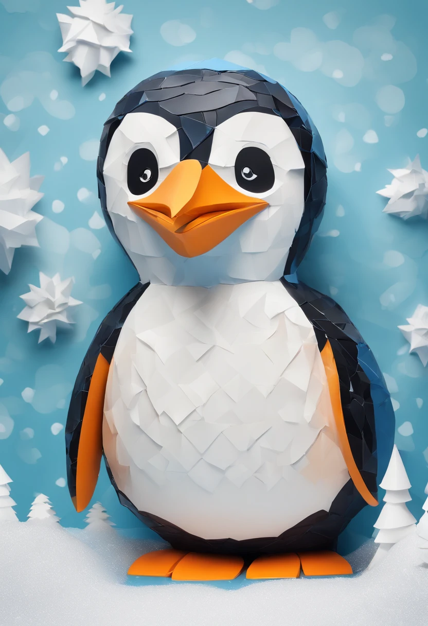 There is a cute penguin sitting in the snow, Penguin 0, Fat Penguin Unity Asset, fat penguin, penguin, penguin, Anthropomorphic penguins, Pingu, Blue Penguin, Shading Vector Art, very detailed illustration, illustratio, highly detailed Vector art, laurent durieux, Inspired by Tom Whalen, Detailed vector art