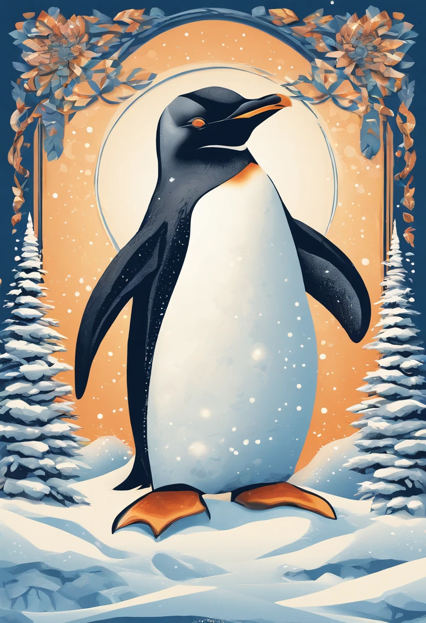 There is a cute penguin sitting in the snow, Penguin 0, Fat Penguin Unity Asset, fat penguin, penguin, penguin, Anthropomorphic penguins, Pingu, Blue Penguin, Shading Vector Art, very detailed illustration, illustratio, highly detailed Vector art, laurent durieux, Inspired by Tom Whalen, Detailed vector art