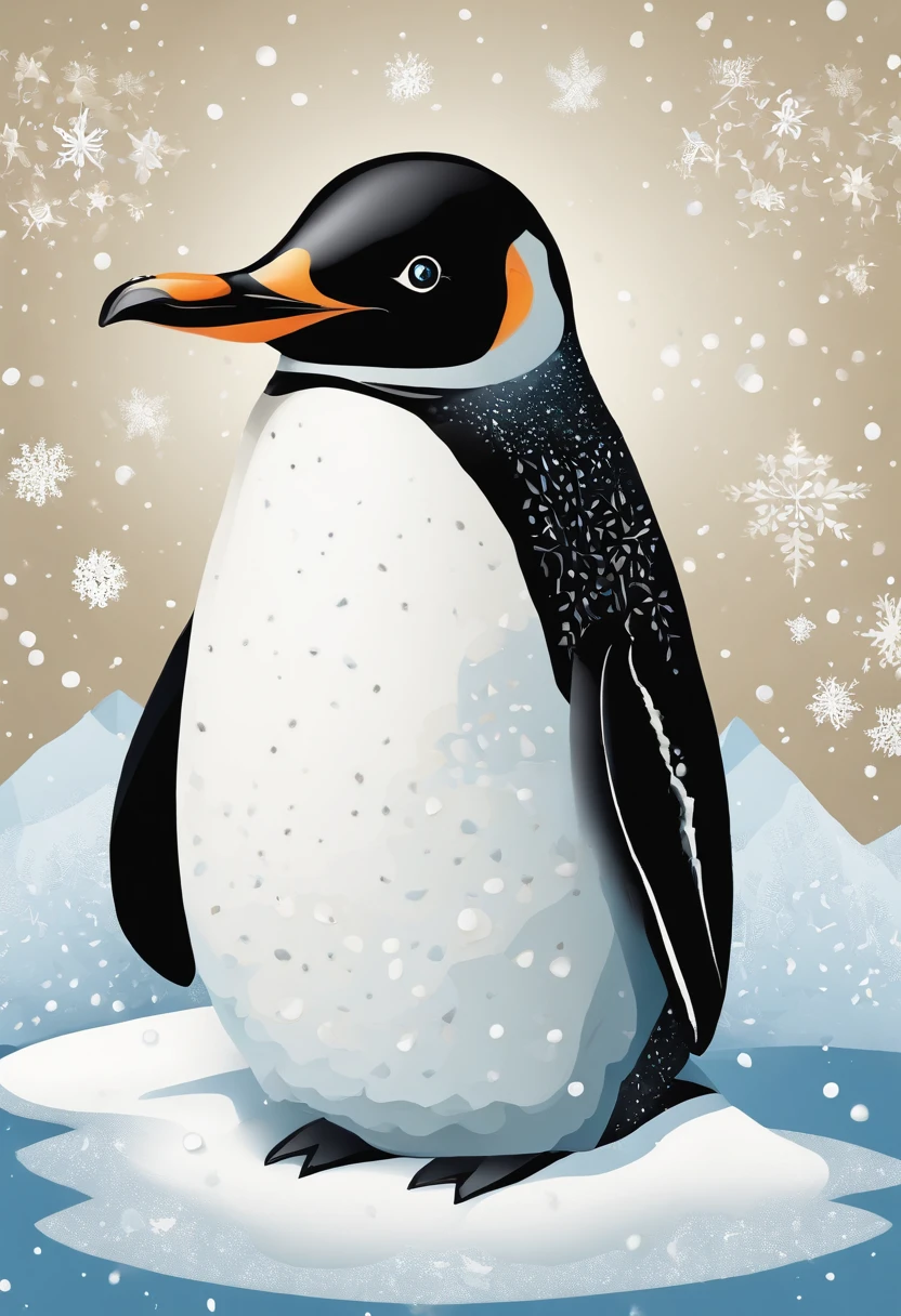 There is a cute penguin sitting in the snow, Penguin 0, Fat Penguin Unity Asset, fat penguin, penguin, penguin, Anthropomorphic penguins, Pingu, Blue Penguin, Shading Vector Art, very detailed illustration, illustratio, highly detailed Vector art, laurent durieux, Inspired by Tom Whalen, Detailed vector art