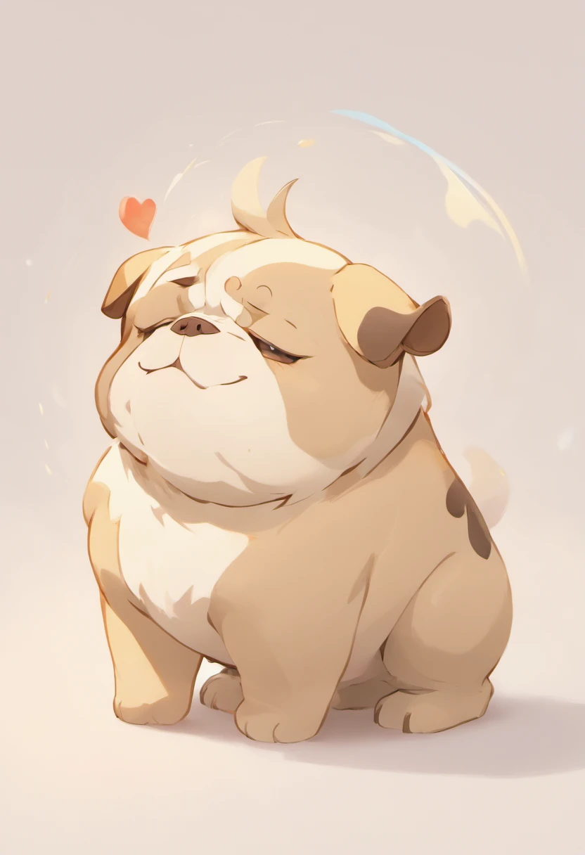 A touching scene in ultra-high definition 3D showcasing Bulldog. Bulldog, beautifully rendered in detail. The overall atmosphere is tender, filled with hope and serenity. White background,