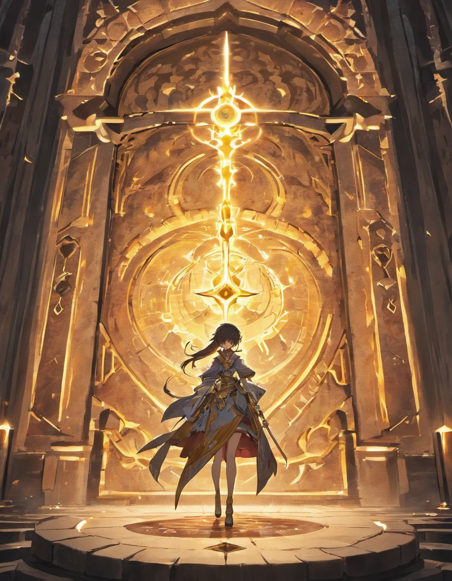 Imagine an ancient, weathered tome, adorned with intricate embossed designs and gilded edges. The book is positioned at the center of a mythical, dimly lit chamber. Rays of soft, ethereal light cascade upon the book, revealing its age-old secrets. Surrounding the book are artifacts of epic quests: a jeweled sword, a mysterious potion vial, a parchment with a cryptic map, and a dragon-scale shield. The atmosphere is mystical, hinting at the grandeur of the tales that await. The scene invokes a sense of anticipation and wonder, inviting viewers to delve into the enchanted stories told by the "EpicQuestTellers."