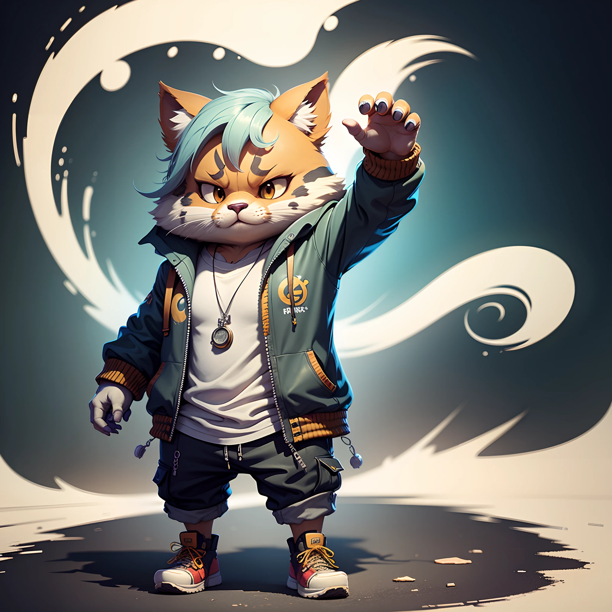 random animal is hip hop musician, standing in full growth, (extremely detailed CG unity 8k wallpaper, best quality, ultra-detailed image, excellent illustration, extremely graceful and beautiful, high resolution, dynamic viewing angle, dynamic posture