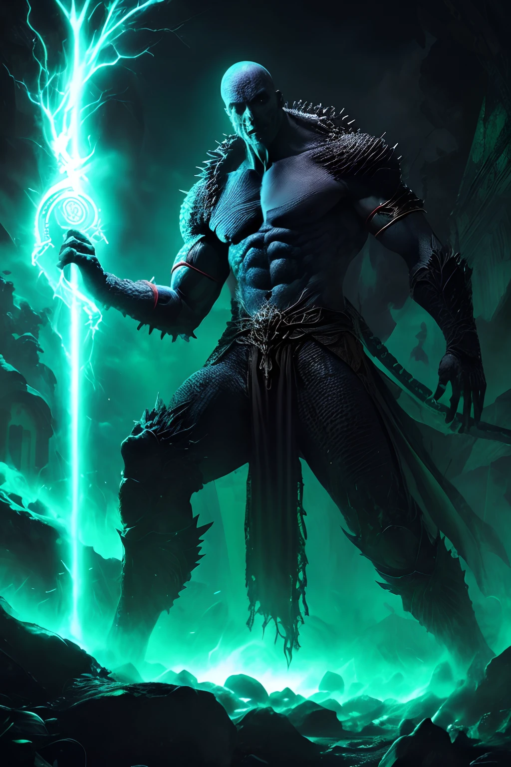 (papel de parede 8k extremamente detalhado), An average photo of a necromancer reptilian man, intrincado, alto detalhe, Dramatic