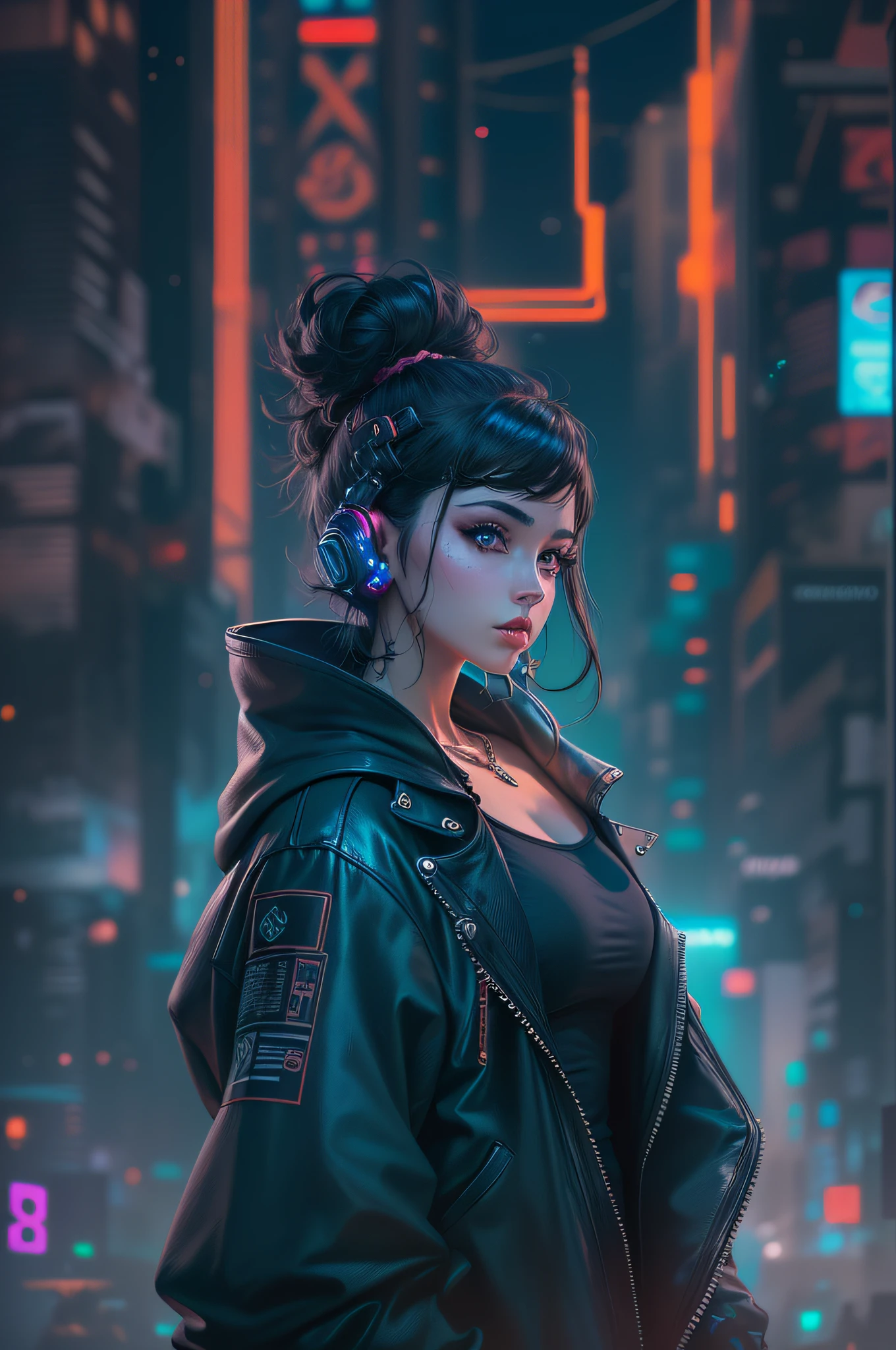 Change background cyberpunk handsome girl's 8k ultra