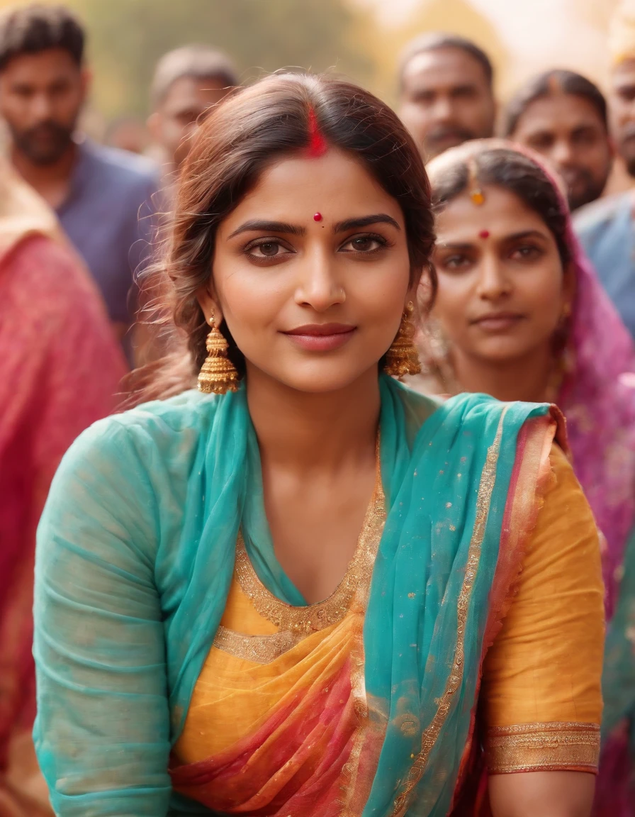 (Best quality, 8K, Masterpiece :1.3), Karena Kapoor in Holi festival