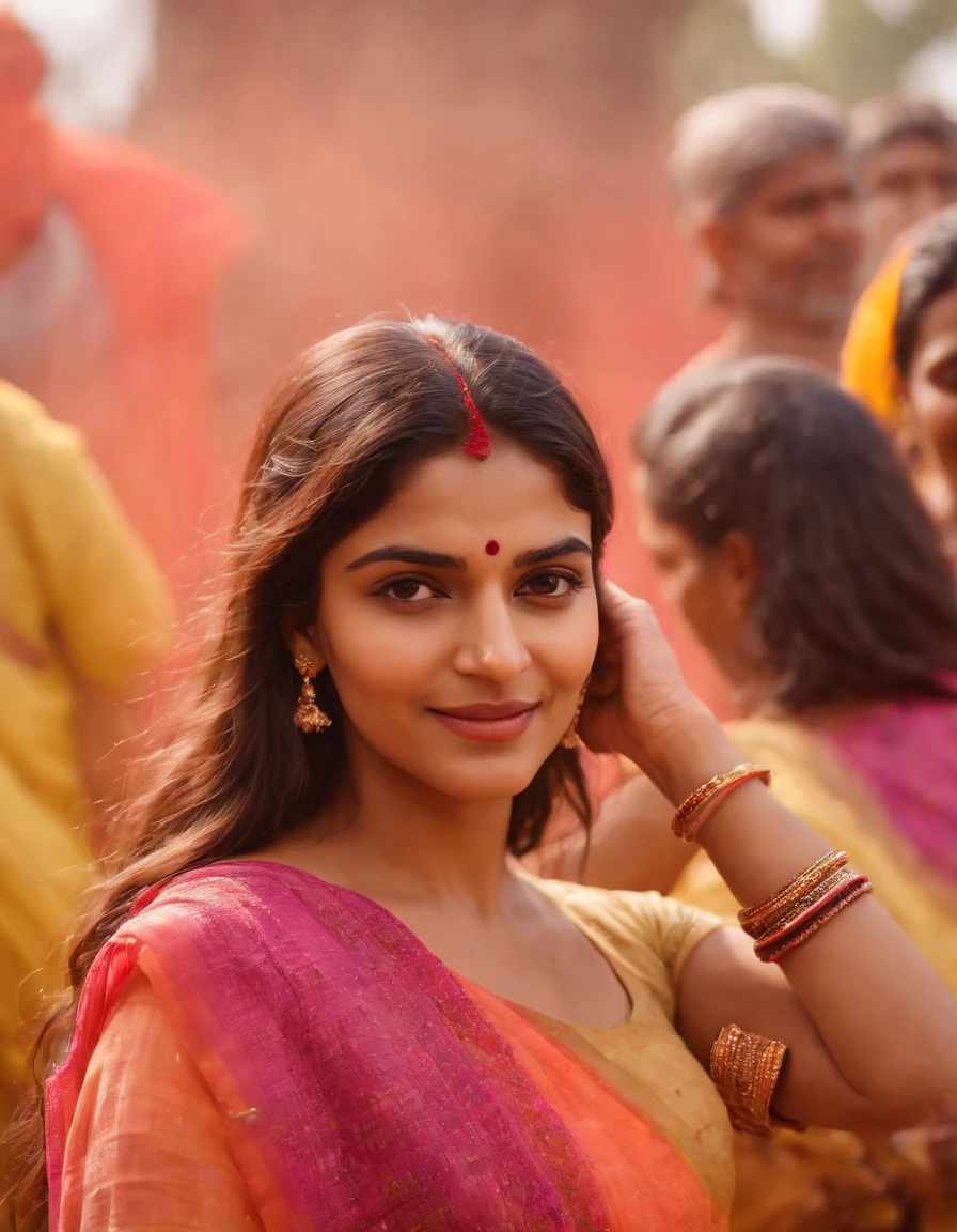 (Best quality, 8K, Masterpiece :1.3), Karena Kapoor in Holi festival