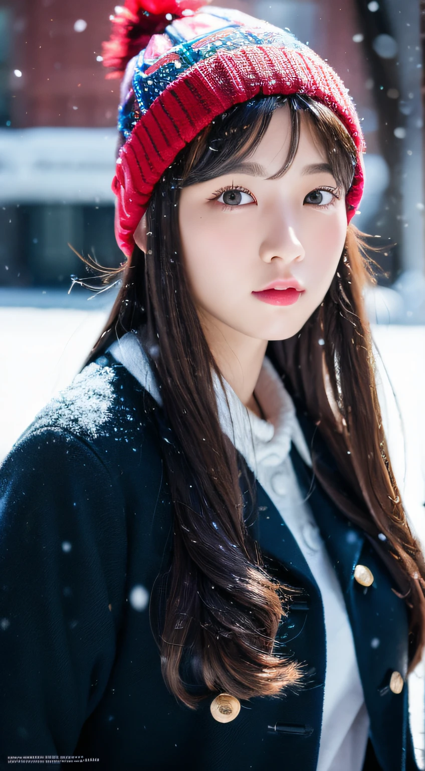ulzzang-6500-v1.1, (raw photo:1.2), (photorealistic:1.4), beautiful detailed girl, very detailed eyes and face, beautiful detailed eyes, ridiculous, incredibly ridiculous, huge file size, super detailed, high resolution, very detailed, best quality, masterpiece, kemomimi, ((Japanese girls' the Winterswear and Beanie)), illustration, very detailed, CG, unified, 8k wallpaper, amazing, Fine details, masterpiece, best quality, very detailed CG uniform 8k wallpaper, light on face, cinematic lighting, 1girl, 16 years old, ((dynamic pose)), winter background with snow, play with snow,