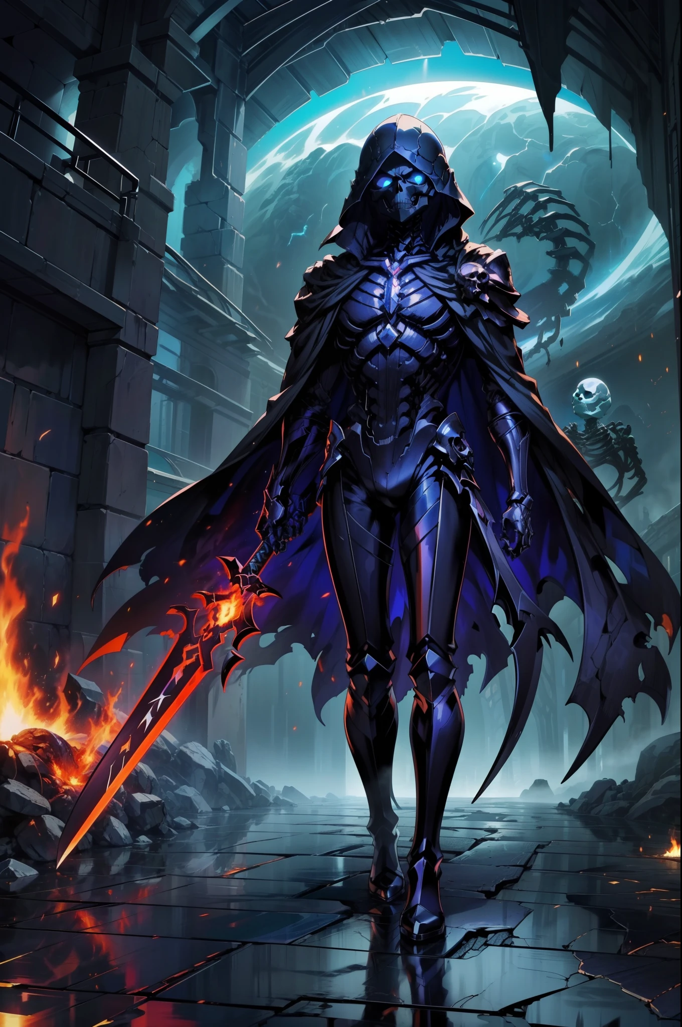 Best Quality,Ultra-detailed,Beautiful detailed glow,8k high quality detailed art,Best Shadow,Beautiful detailed reflections,
jet black (Skeleton Man 3.0),(Skull Face 3.0),(Skull 2.0),(Explosion 2.0),Earth,(The Tempest 2.0),
I am the bone of my sword,Steel is my body, And fire is my blood,I have created more than 1000 blades,Beware of losses,I don't even recognize its benefits,In the pain of standing to make weapons,Wait for arrival,No regrets.This is the only way,My life is,Spokes Unlimited Blade Works,(No text1.5)