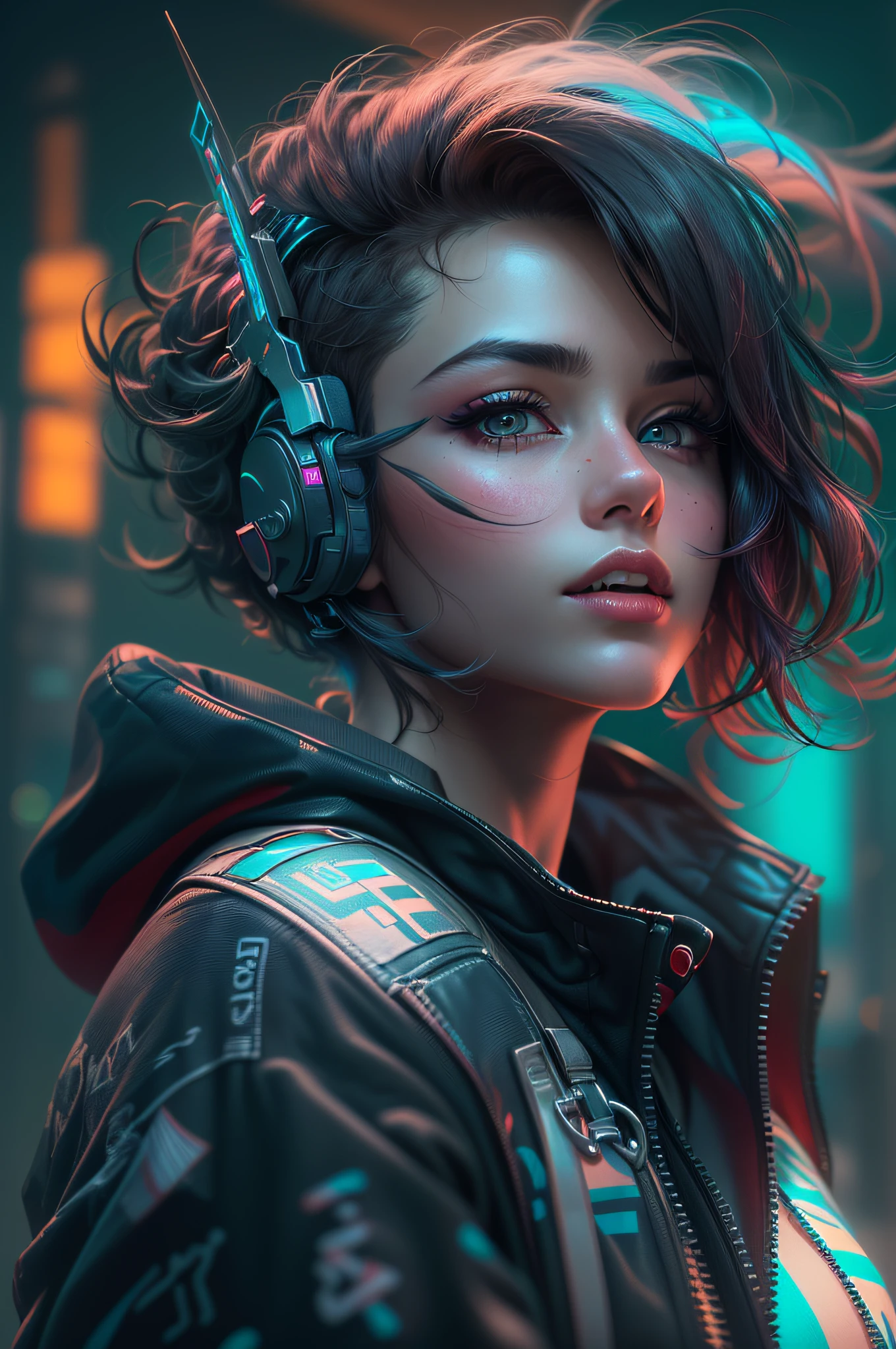 Change background cyberpunk handsome girl's 8k ultra