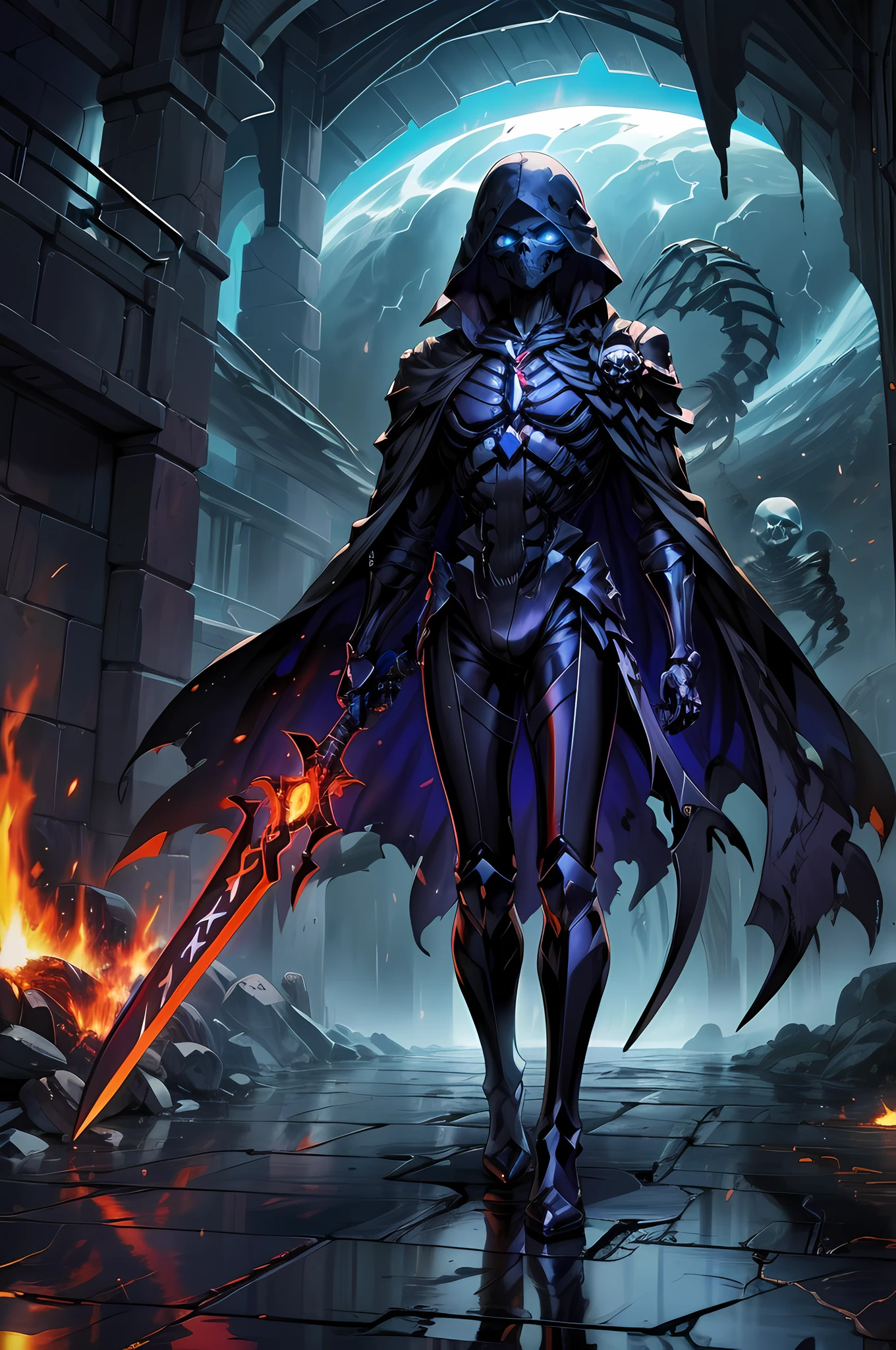 Best Quality,Ultra-detailed,Beautiful detailed glow,8k high quality detailed art,Best Shadow,Beautiful detailed reflections,
jet black (Skeleton Man 3.0),(Skull Face 3.0),(Skull 2.0),(Explosion 2.0),Earth,(The Tempest 2.0),
I am the bone of my sword,Steel is my body, And fire is my blood,I have created more than 1000 blades,Beware of losses,I don't even recognize its benefits,In the pain of standing to make weapons,Wait for arrival,No regrets.This is the only way,My life is,Spokes Unlimited Blade Works,(No text1.5)