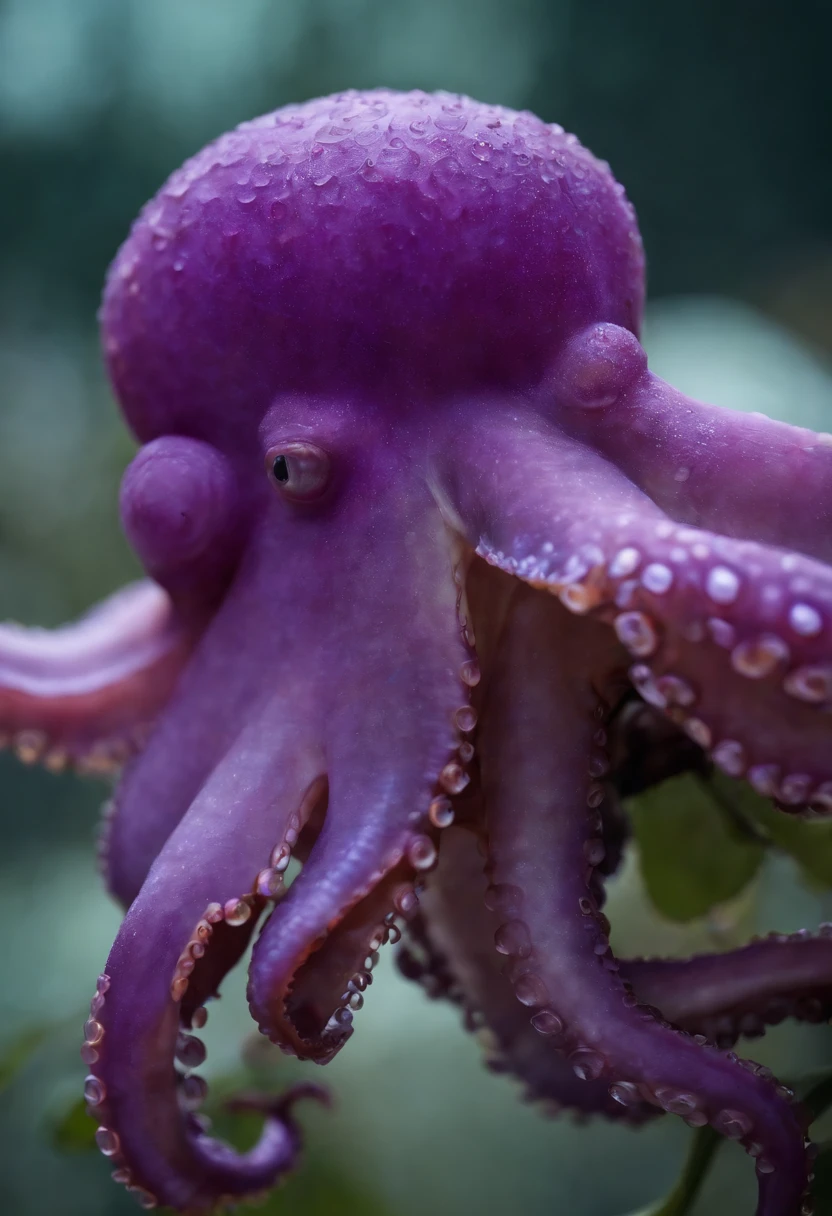 master part, melhor qualidade, [(A translucent purple octopus)+(((Vitreous skin)))] ,Luzes das estrelas，na cidade，fotorrealista, high resolution, circunstanciado, foco nítido