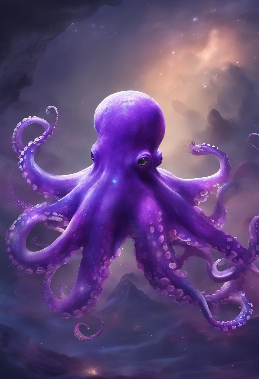 master part, melhor qualidade, [(A translucent purple octopus)+(((Vitreous skin)))] ,Luzes das estrelas，na cidade，fotorrealista, high resolution, circunstanciado, foco nítido