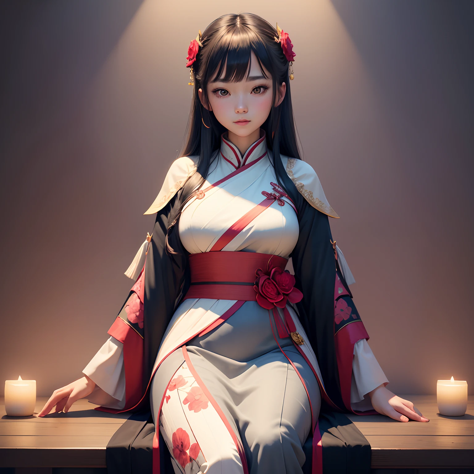 Movie Angle,(Cute girls,anatomy correct,full bodyesbian,Masterpiece camellia,Masterpiece Hanfu,ssmile),(illustratio,paper art,3Drenderingof),(plethora of colors,Best quality,high detal,tmasterpiece,Cinematic lighting effects,4K,Chiaroscuro) --auto