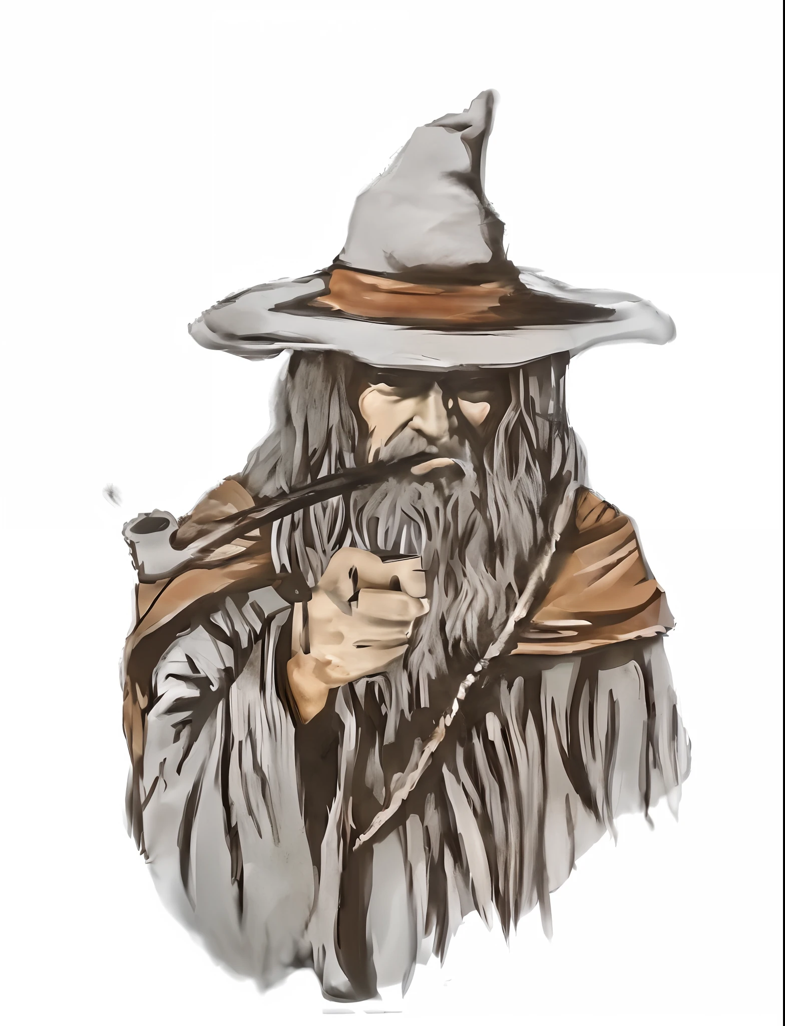 Arafed drawing of a wizard with a pipe and a hat, mago, Gandalf, o Cinzento, Gandalf, mago masculino, wizard casting a spell, Gandalf (patife, O Assistente, Retrato de um bruxo, spell casting wizard, t-pose do assistente, gandalf from lord of the rings, Gandalf, O branco, Retrato de Gandalf