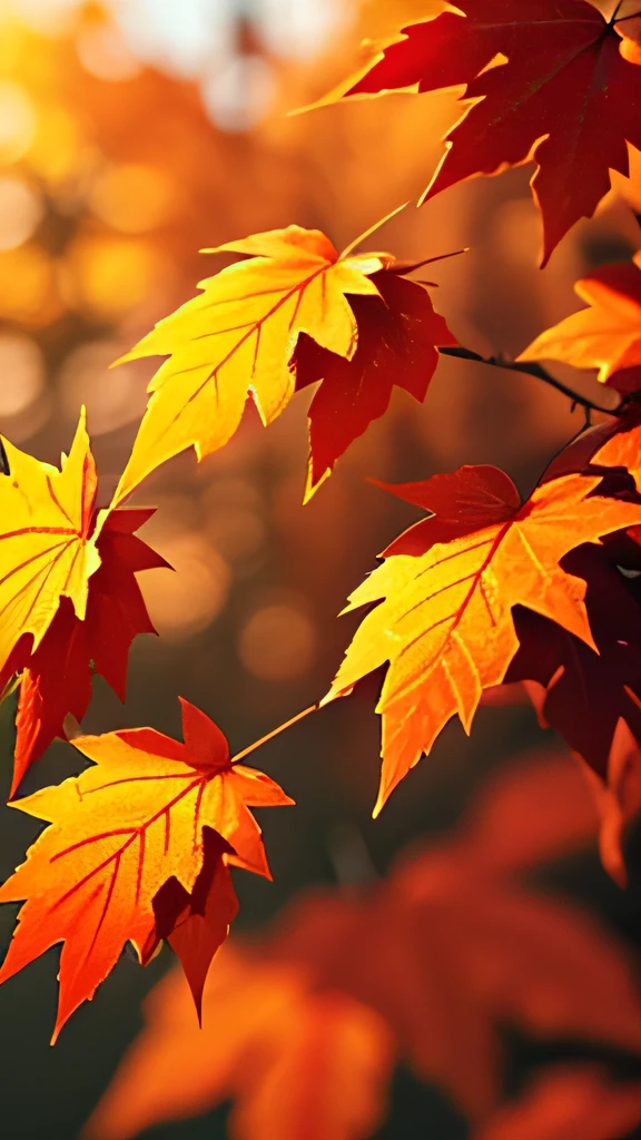 The weather is cold,Maple leaves have dew on the tips