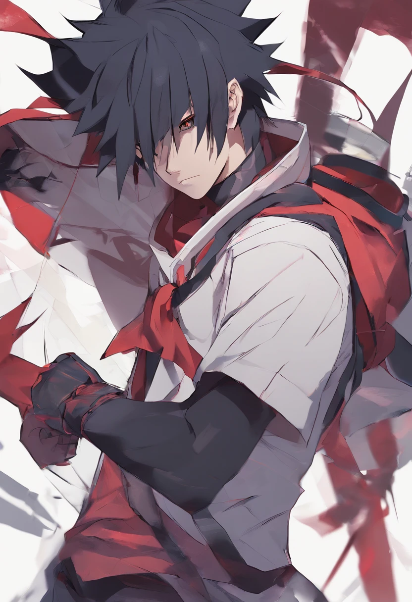 1boy illustration, Wanostyle, Uchiha Sasuke, olhar irritado, ((anime)), bandana de tecido, ((colorido)), 8k, ((master part)), HDR, altamente detalhado, profissional