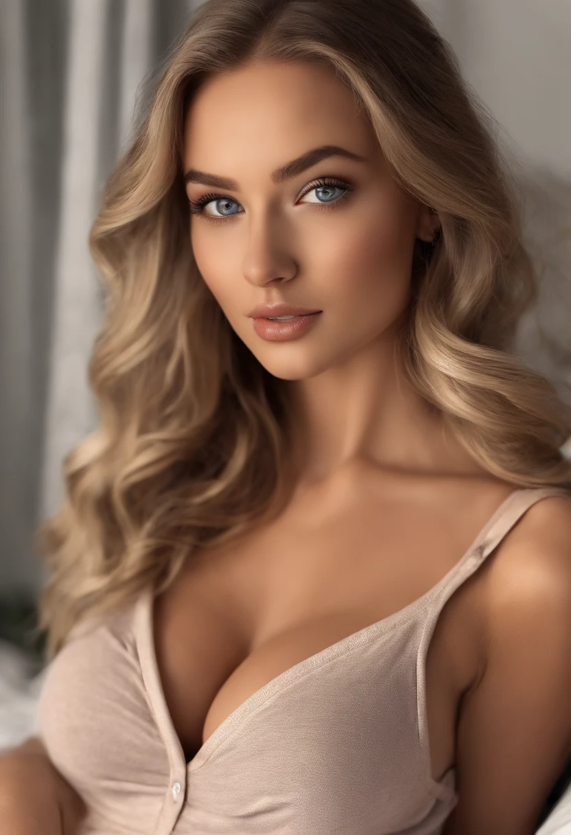 arafed woman fully , sexy girl with blue eyes, ultra realistic, meticulously detailed, portrait sophie mudd, blonde hair and large eyes, selfie of a young woman, bedroom eyes, violet myers, without makeup, natural makeup, looking directly at the camera, face with artgram, subtle makeup, stunning full body shot kneeling on bed, in bedroom, medium to large size bust, nipples showing, no bra, no bottoms,stunning full body shot in a bedroom, medium to large breast, exposed breast, exposed bottoms, wearing nothing, nipples showing, shaved bottom region,