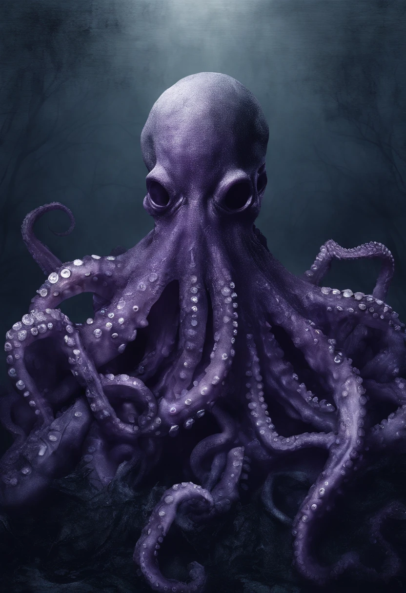 master part, melhor qualidade, [(A translucent purple octopus)+(((Vitreous skin)))] , destruindo um navio do ano 1800, luta de polvo com navio,Luzes das estrelas，na cidade，fotorrealista, high resolution, circunstanciado, foco nítido