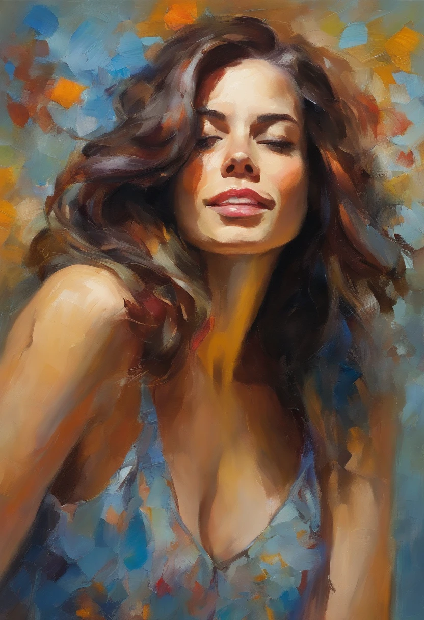 obra prima、qualidade superior、morning、passear。(spark:0.7), Paisagens, uma garota sentada na grama, segurando um baixo, ticando baixo, calm expression, garota branca com olhos castanhos e cabelos vermelhos cacheados, garota de cabelo curto, 1garota, 1girl, lilies, roupas Indie, arte impressionista, oil paint, colorido, cabelo pintado, cabelo curto, androgynous, androgynous girl, cabelo cacheado, sorrindo, blue sky in the background, jamming to music, feliz, serenidade
