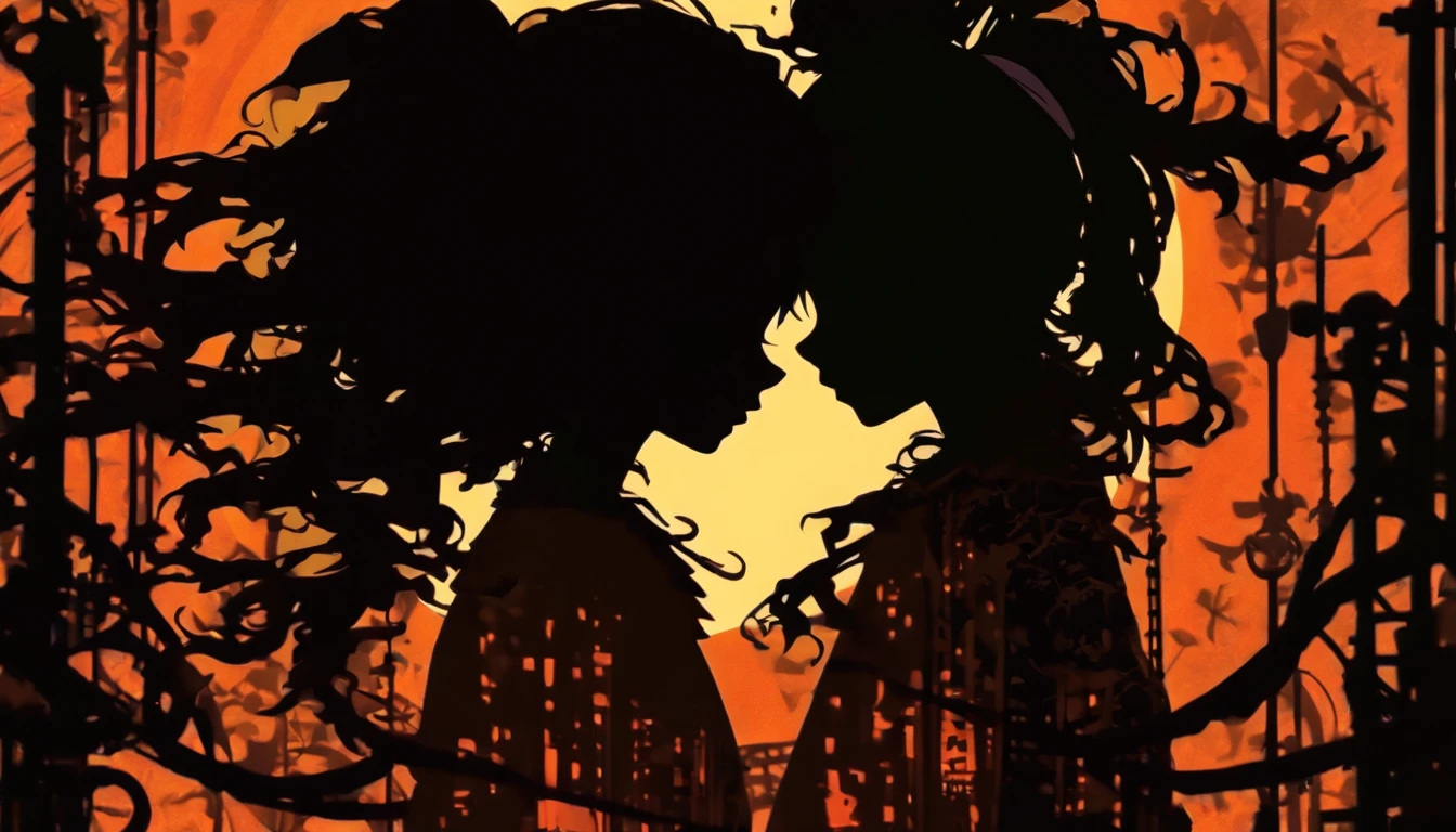 (Silhouette Art,cutouts:1.6)
(((Paper cutting art,A world where only black exists:1.3)
(Cowboy Shot),1 girl,Solo,
(Girl in work clothes,profile:1.2),factories、tubing、ironworks
break
(Rust color background)
Textured glass background,Tarot card atmosphere