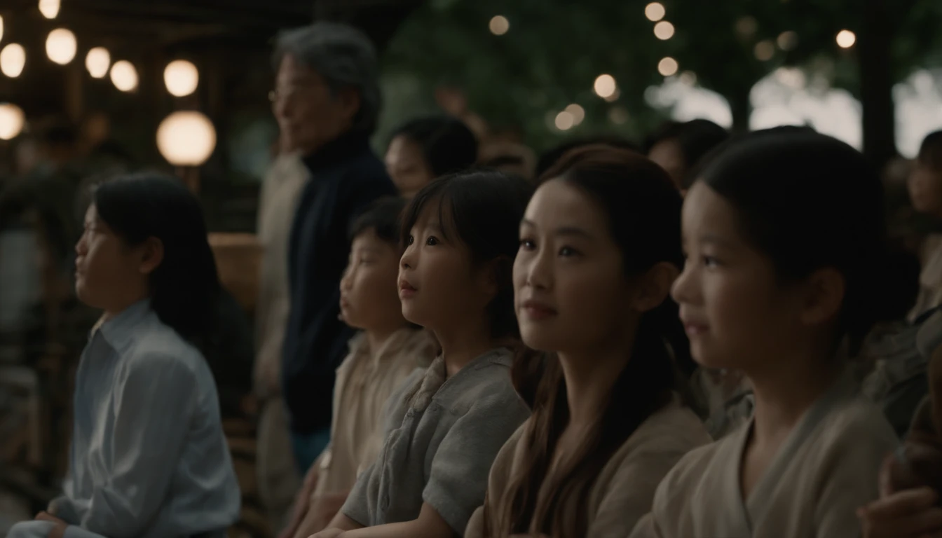 Japan parents and children2a person 50-year-old mother 18-year-old man 2People are lining up and looking at us Positive and standing Side by side canny scary atmosphere realistic top-quality delicate Live Action realisitic a picture 8K ultra-detailliert