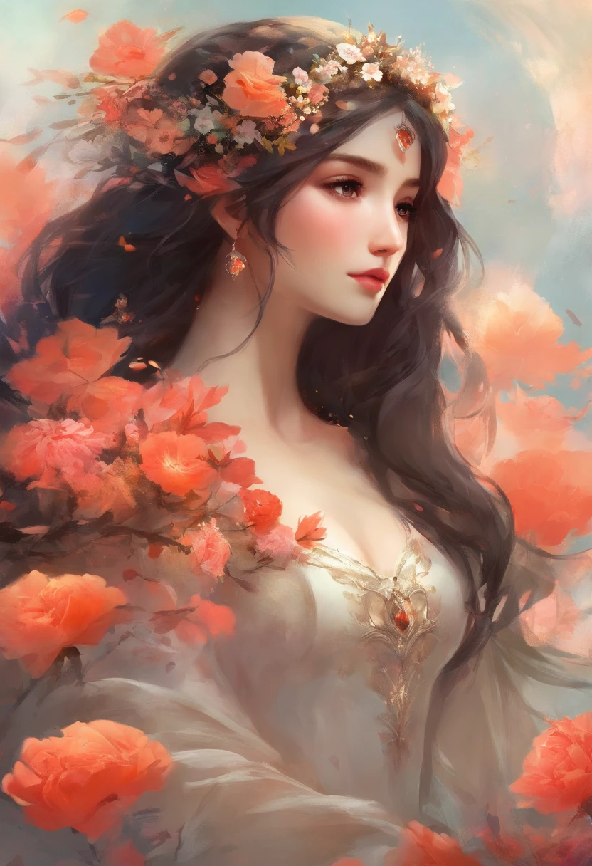 master part:1.2, melhor qualidade), Realistic, (imagem real, detalhes intrincados, profundidade de campo), (1girl, sozinho), compor, separated-lips, altamente detalhado, rosto perfeito, (dentadura da pele), coxas grossas, quadris largos, cintura pequena, alto, glossy coral lips,, (A girl in a wedding dress with flowers in her hands )), sexy, Corar, Mikasa, AOT