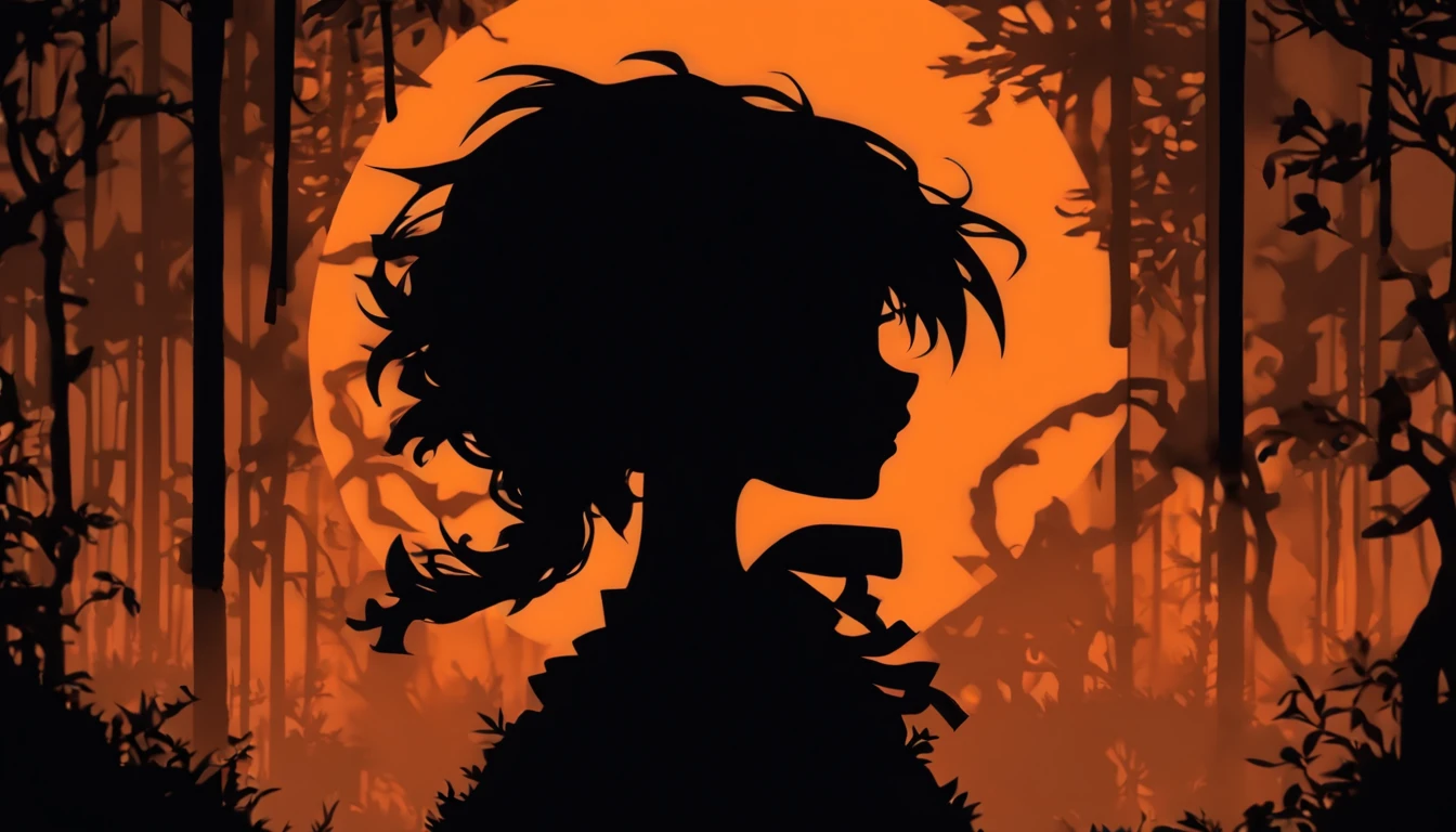 (Silhouette Art,cutouts:1.6)
(((Paper cutting art,A world where only black exists:1.3)
(Cowboy Shot),1 girl,Solo,
(Girl in work clothes,profile:1.2),factories、tubing、ironworks
break
(Rust color background)
Textured glass background,Tarot card atmosphere
