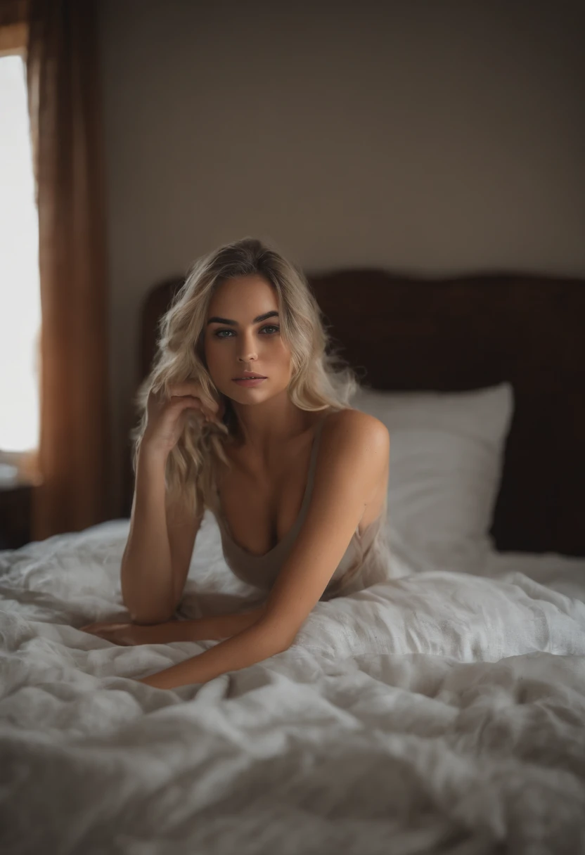 arafed woman fully , sexy girl with blue eyes, ultra realistic, meticulously detailed, portrait sophie mudd, blonde hair and large eyes, selfie of a young woman, bedroom eyes, violet myers, without makeup, natural makeup, looking directly at the camera, face with artgram, subtle makeup, stunning full body shot kneeling on bed, in bedroom, medium to large size bust, nipples showing, no bra, no bottoms,stunning full body shot in a bedroom, medium to large breast, exposed breast, exposed bottoms, wearing nothing, nipples showing, shaved bottom region,