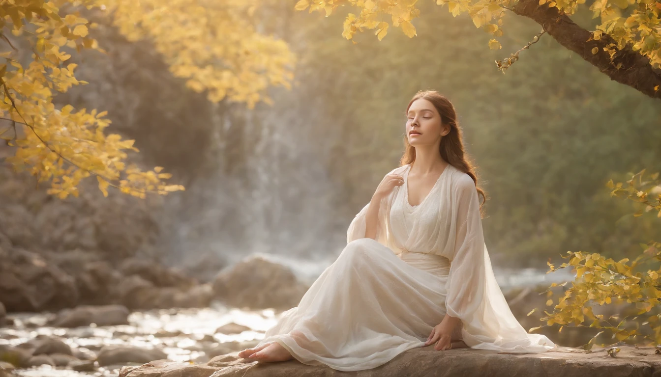 (best quality,8k,realistic:1.37),ecclesiastes,biblical story,midday sunlight,peaceful garden,gentle breeze,tranquil pond,shimmering leaves,blooming flowers,detailed ripples,serene atmosphere,whispering trees,majestic mountains,flowing river,golden sunlight,harmonious color palette,soft shadows,texture enhancement,vivid colors,thoughtful melancholy,pensive girl,flowing gown,wise old man,serene expression,meditation,contemplation,wind's eternal journey,cyclic nature of life,symbolic transitions,poetic narration,spiritual symbolism,profound philosophy,mysterious aura,detailed facial features,sunlit face,bright eyes,weathered hands,humble clothing,ageless wisdom,unfolding cycles,diversity of seasons,sense of wonder,gentle movement,brushstrokes of life,splendor of creation.