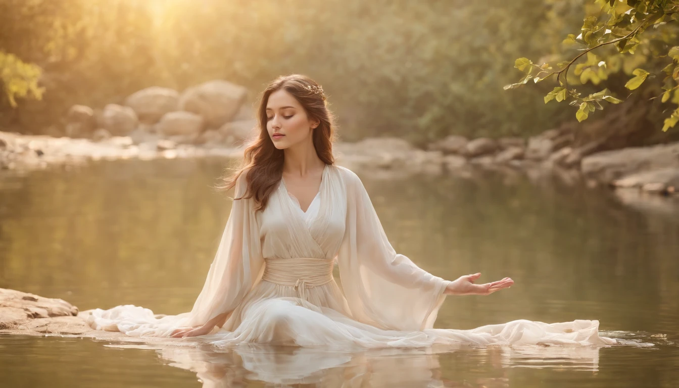 (best quality,8k,realistic:1.37),ecclesiastes,biblical story,midday sunlight,peaceful garden,gentle breeze,tranquil pond,shimmering leaves,blooming flowers,detailed ripples,serene atmosphere,whispering trees,majestic mountains,flowing river,golden sunlight,harmonious color palette,soft shadows,texture enhancement,vivid colors,thoughtful melancholy,pensive girl,flowing gown,wise old man,serene expression,meditation,contemplation,wind's eternal journey,cyclic nature of life,symbolic transitions,poetic narration,spiritual symbolism,profound philosophy,mysterious aura,detailed facial features,sunlit face,bright eyes,weathered hands,humble clothing,ageless wisdom,unfolding cycles,diversity of seasons,sense of wonder,gentle movement,brushstrokes of life,splendor of creation.
