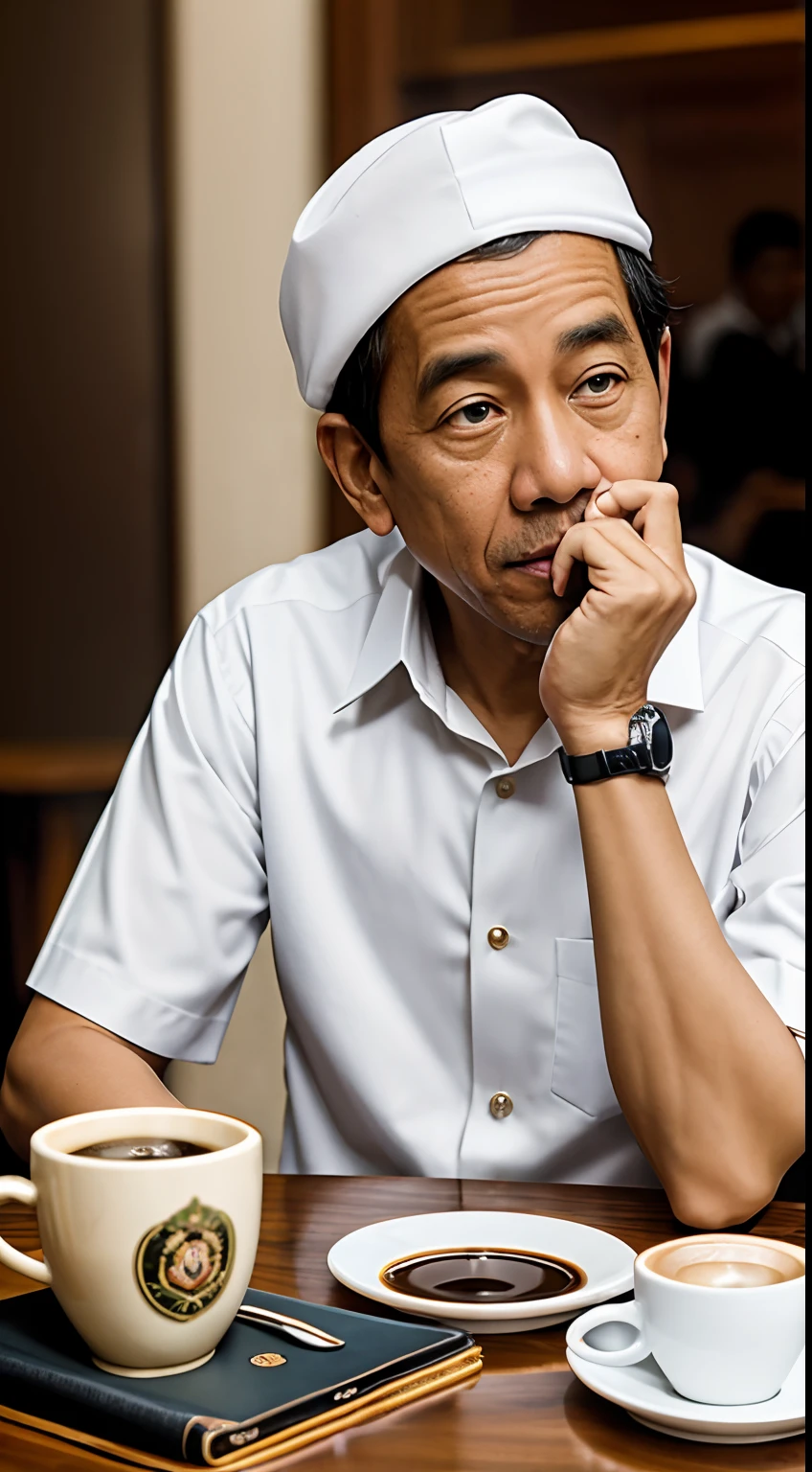 Jokowi drinking coffee