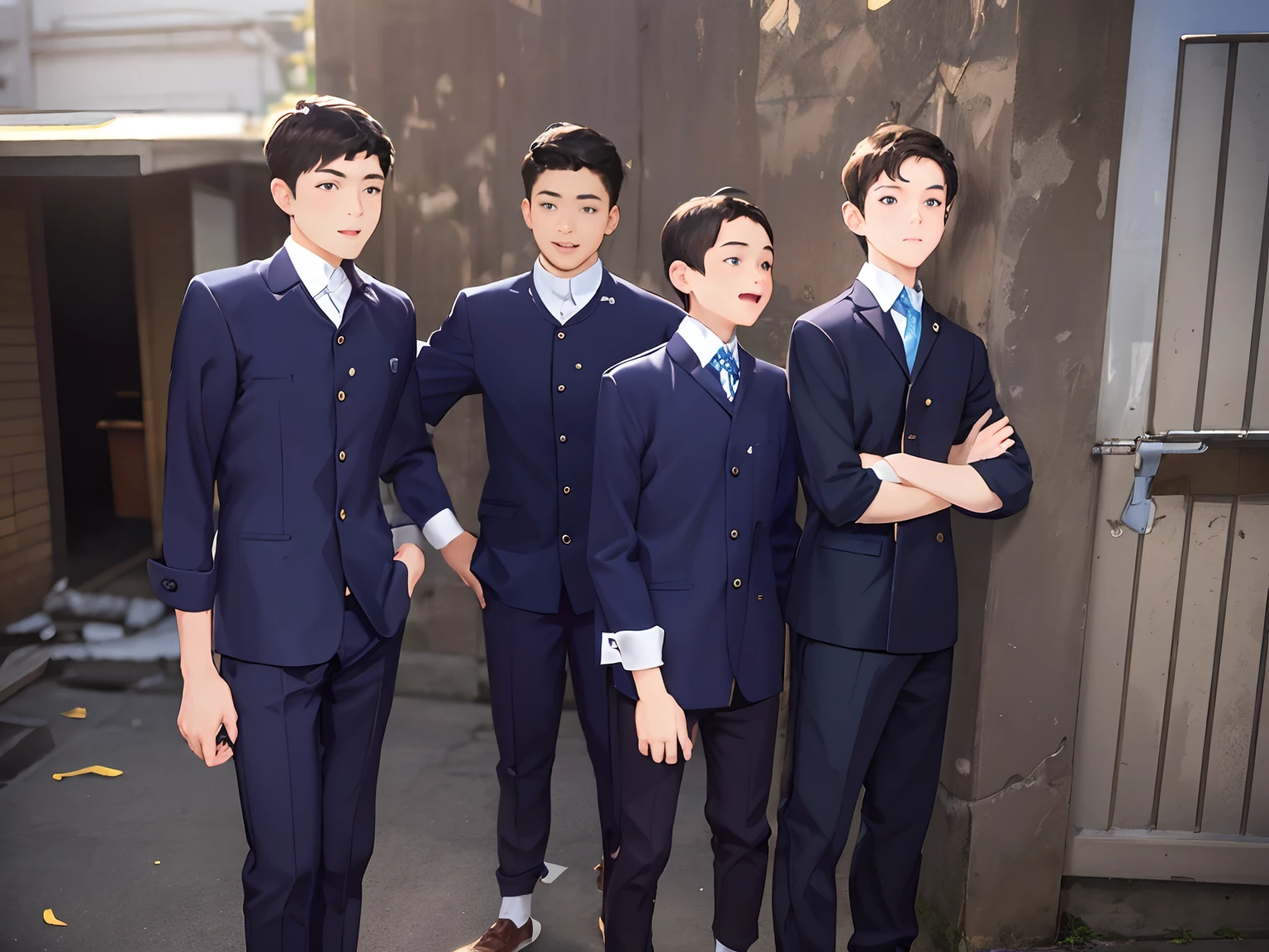 arafed group of young men standing in front of a building, in group photograph, candid picture, cute boys, photo taken in 2 0 2 0, student, wearing school uniform, taken with sony alpha 9, stylish pose, a picture, school class, teenage boy, wearing a school uniform, taken with the best dlsr camera, high school
