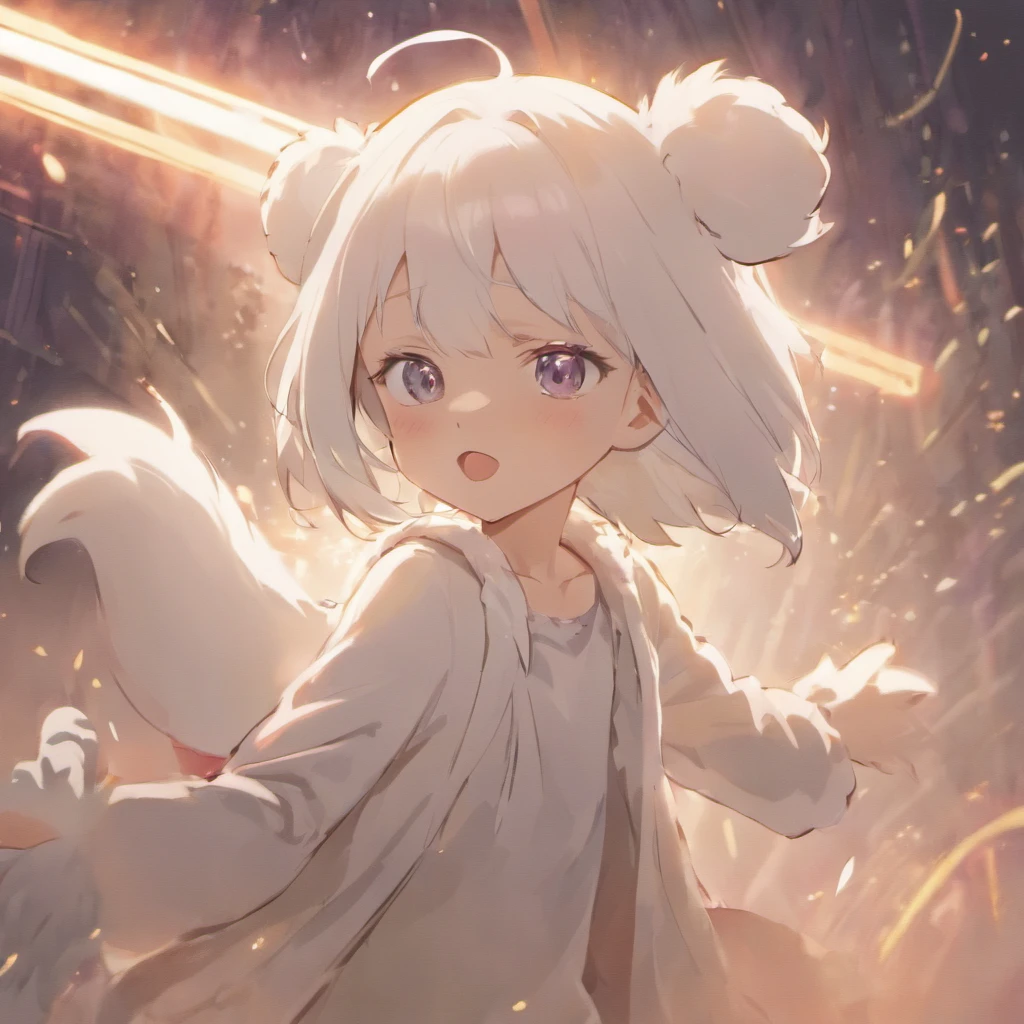 White hairs、fluffy fur、White puppy、Vigorous、Anime loving puppy、,, furry animal,、The loveliness that everyone looks back on、Standing picture、