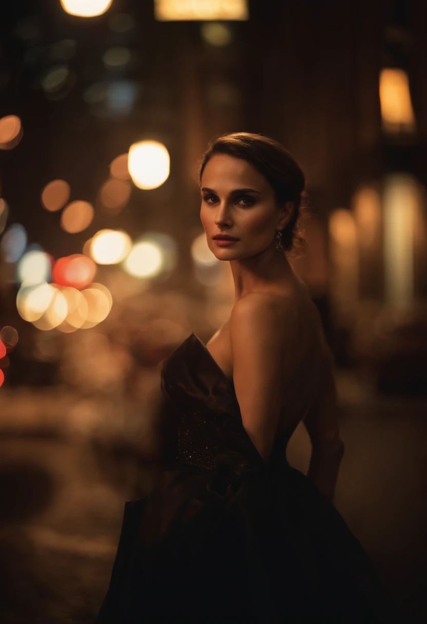 Natalie Portman, caminando desnuda por la ciudad de new york, mostrando vagina ((sin ropa interior)), en una noche estrellada, Front position, staring at the camera. estilo hiper realista, ultra hd en 12k